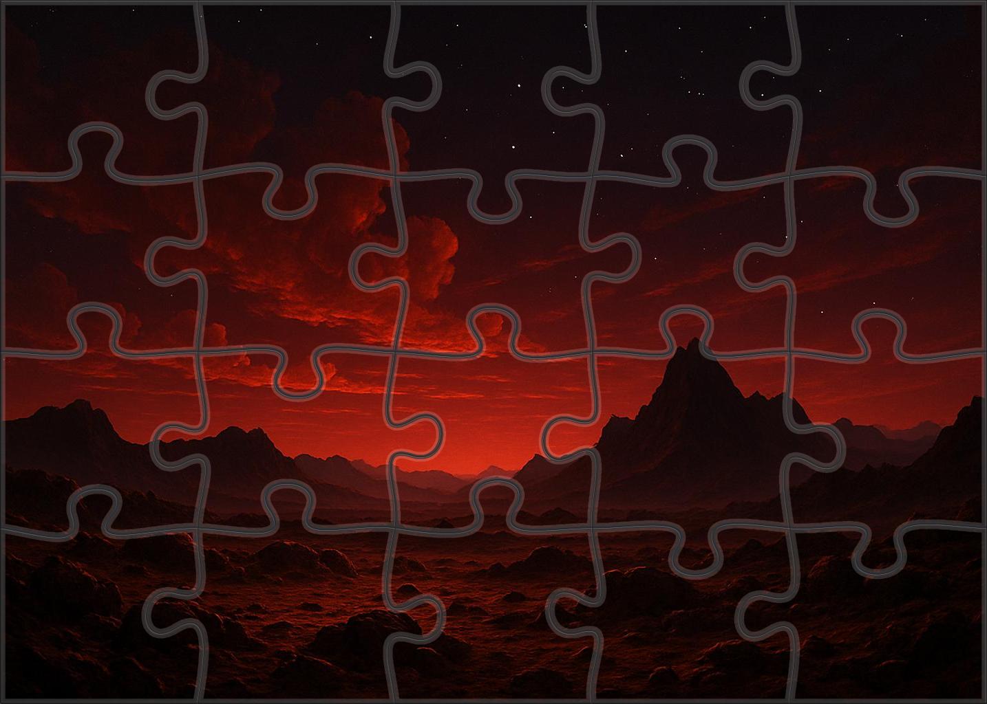 Crimson Twilight Planetary Horizon Puzzle Collection