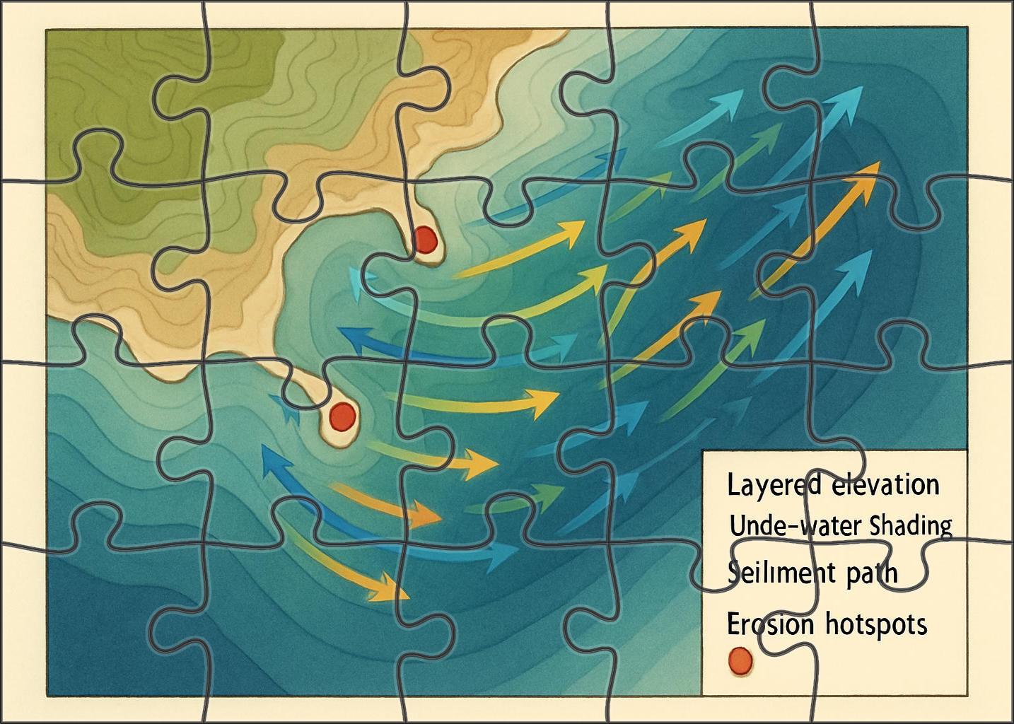 Coastal Erosion And Sediment Transport Visualization Large Format Puzzle