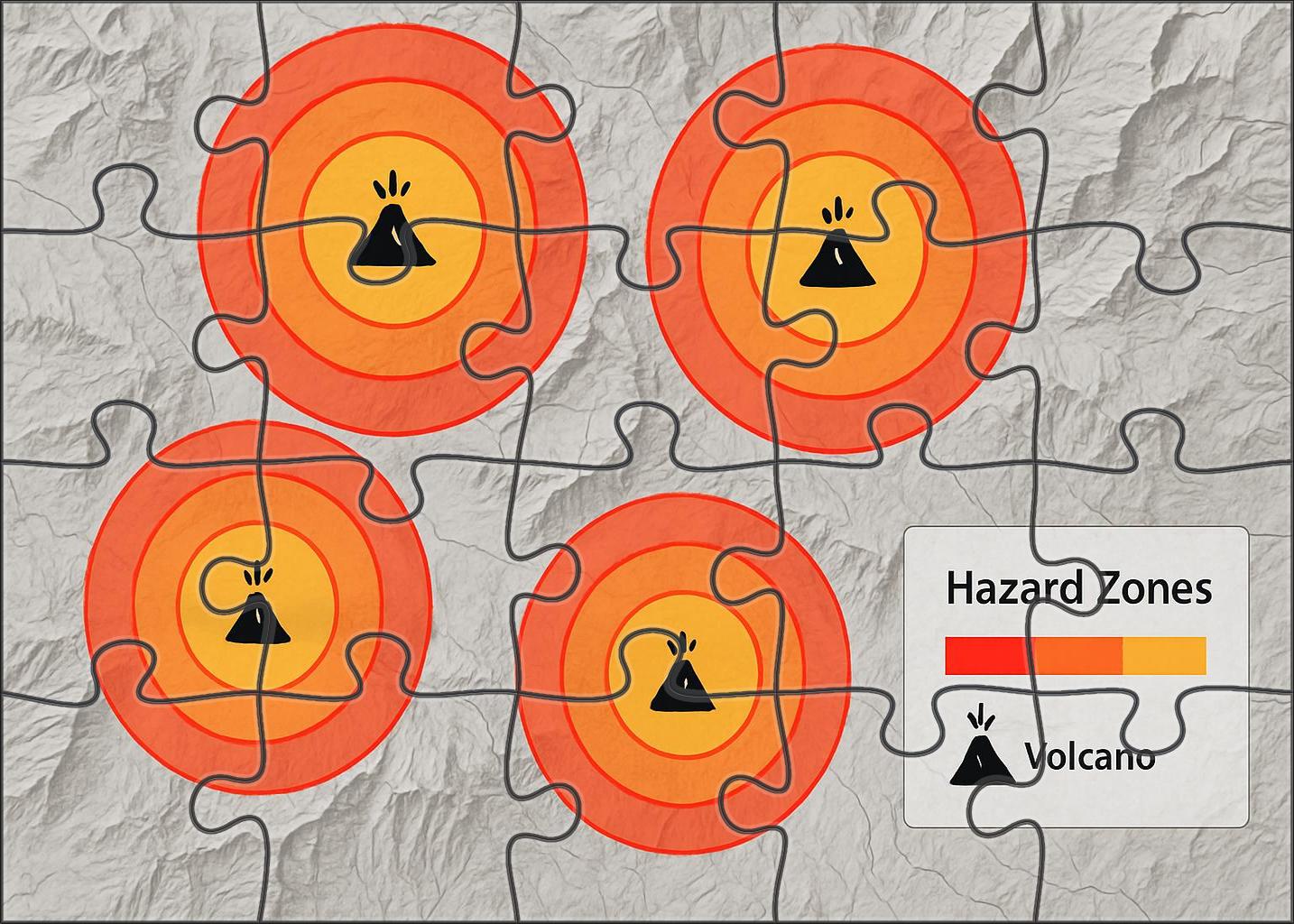 Volcanic Activity Intensity Map Large Format Puzzle