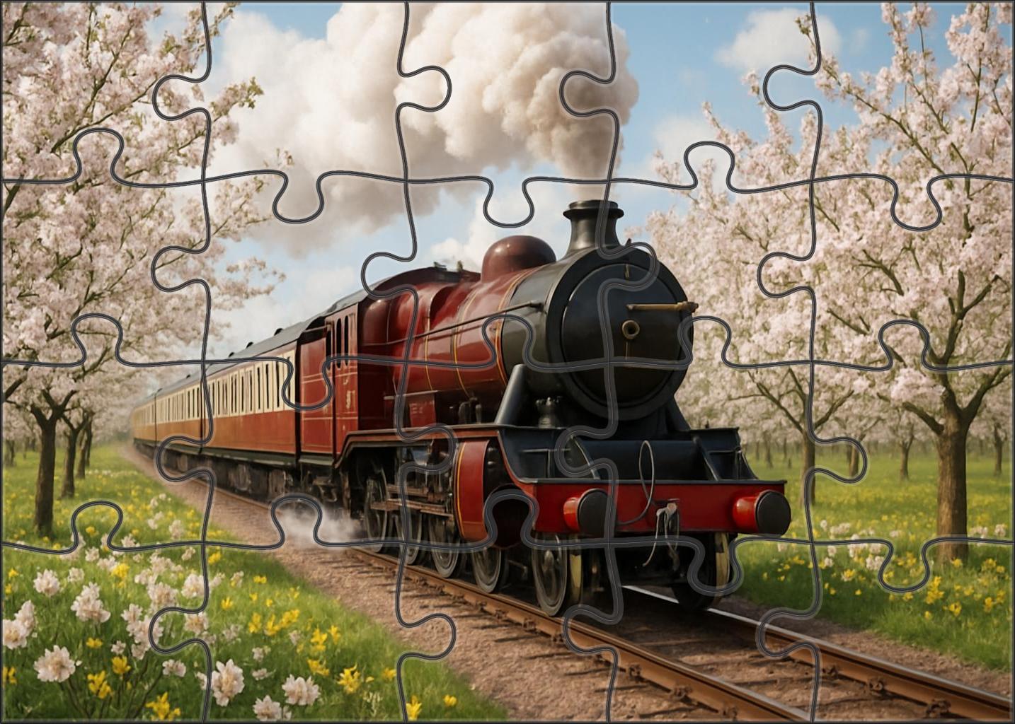 Orchid Blossom Heritage Express Elegant Steam Train With Luxurious Vintage Coaches Premium Puzzle Pieces