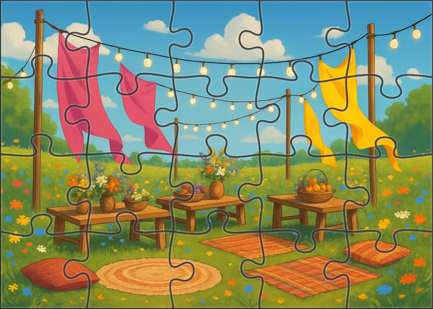 Vibrant Meadow Fiesta Premium Puzzle Pieces