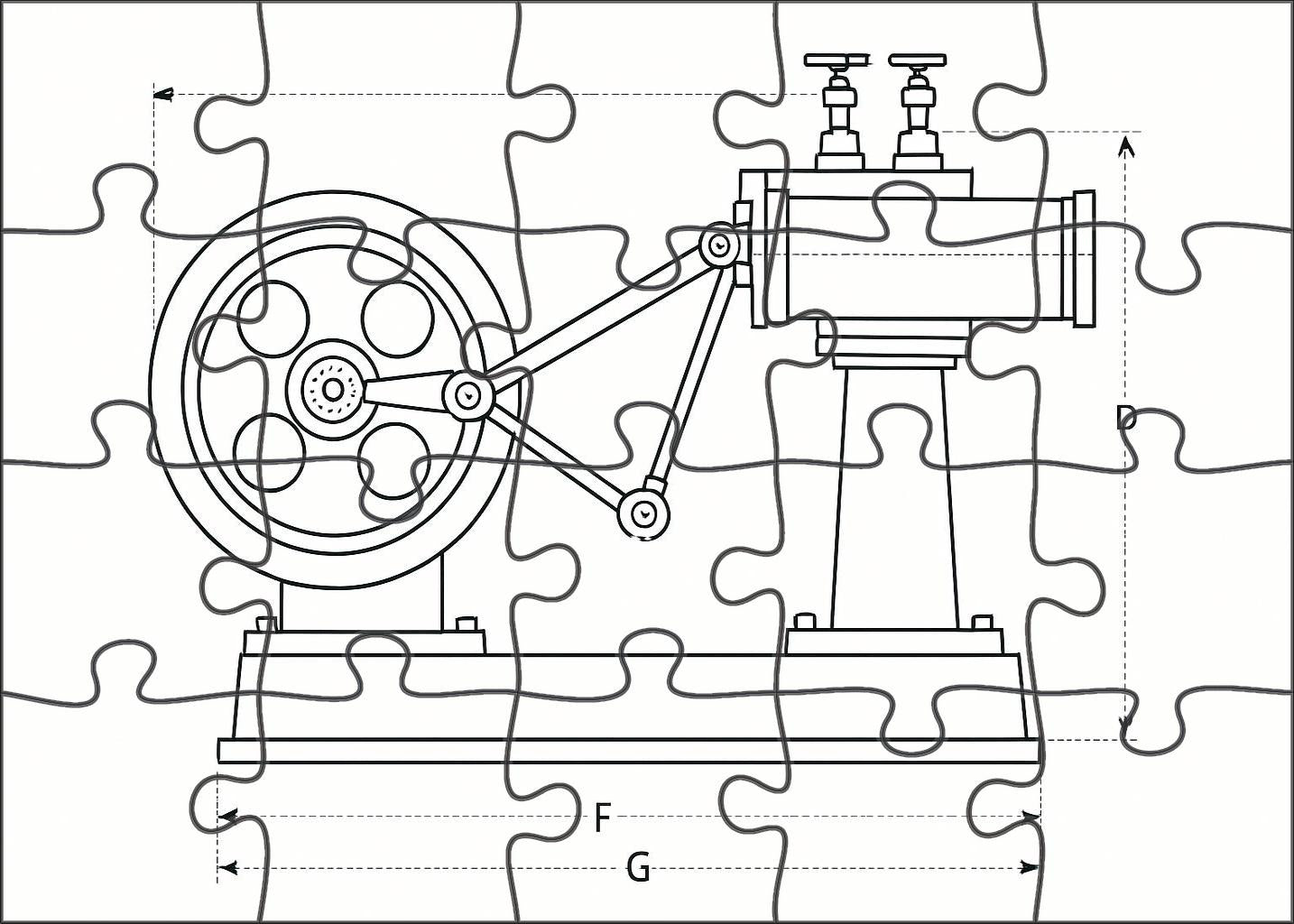 Mechanical Device Schematic Precise Technical Pen Drawing With Clean Linework Mini Puzzle