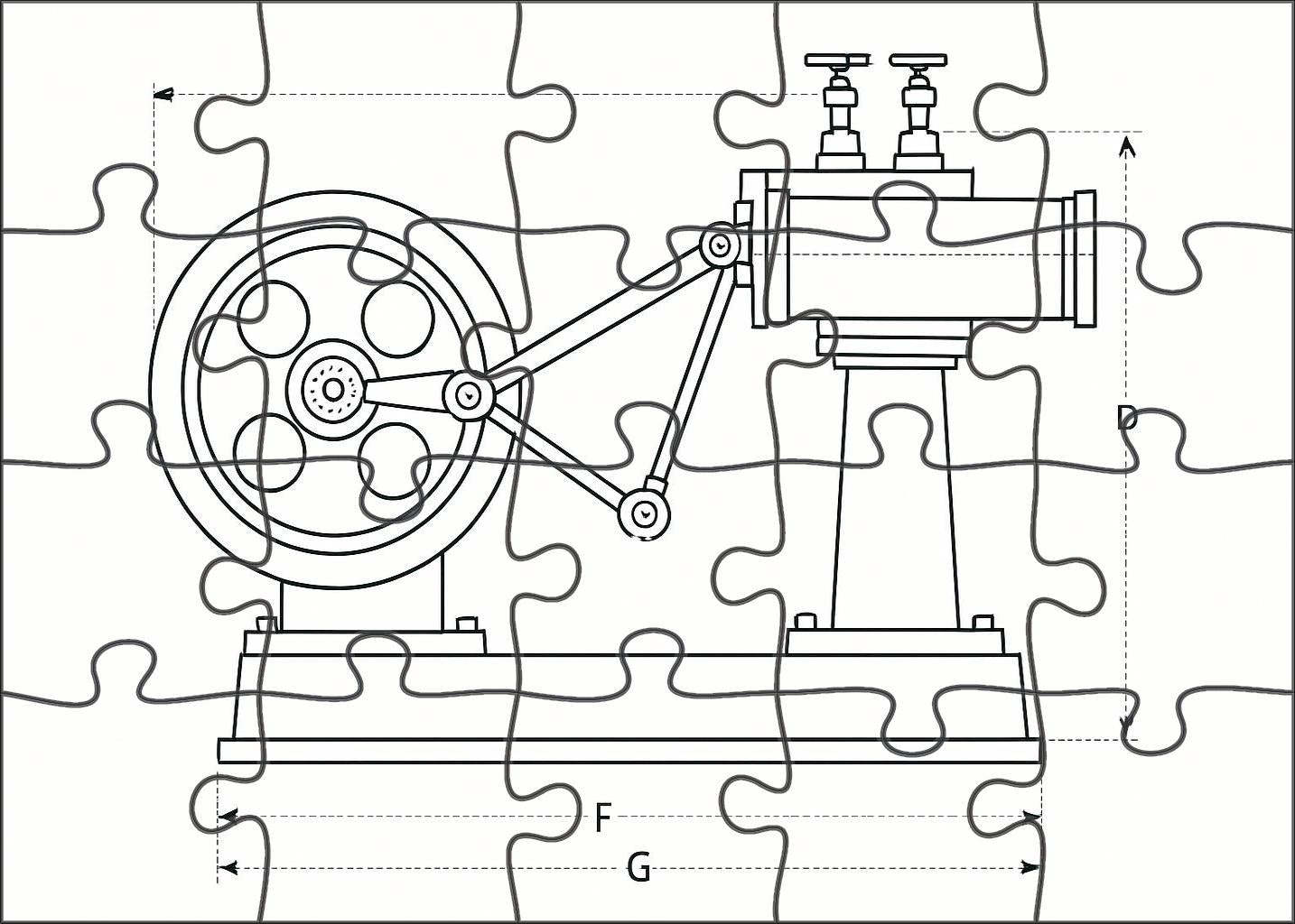 Mechanical Device Schematic Precise Technical Pen Drawing With Clean Linework Mini Puzzle