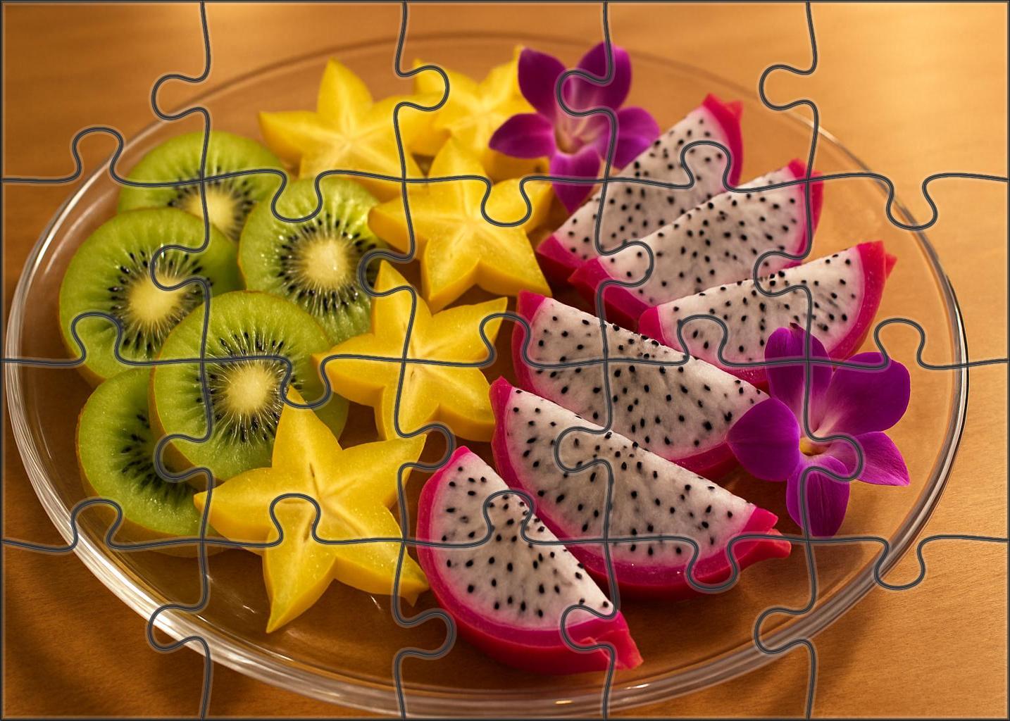 Tropical Reef Kiwi Dragon Fruit And Starfruit Arrangement Large Format Puzzle