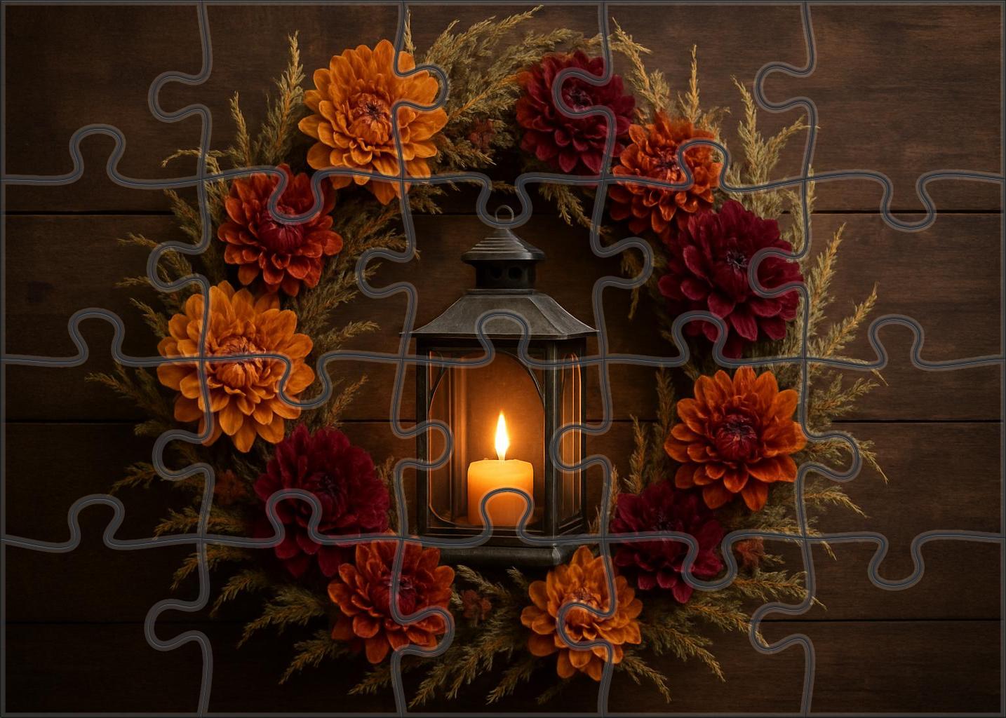 Evening Glow Lantern Wreath 100 Piece Puzzle