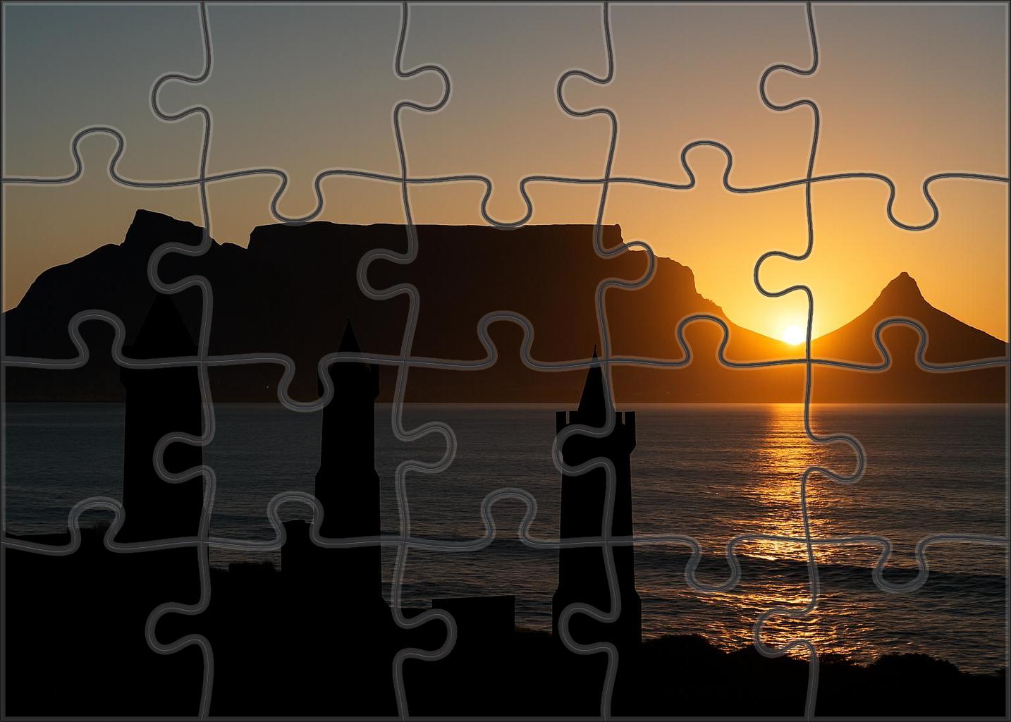 Cape Town Waterfront Skyline Table Mountain Backdrop 100 Piece Puzzle