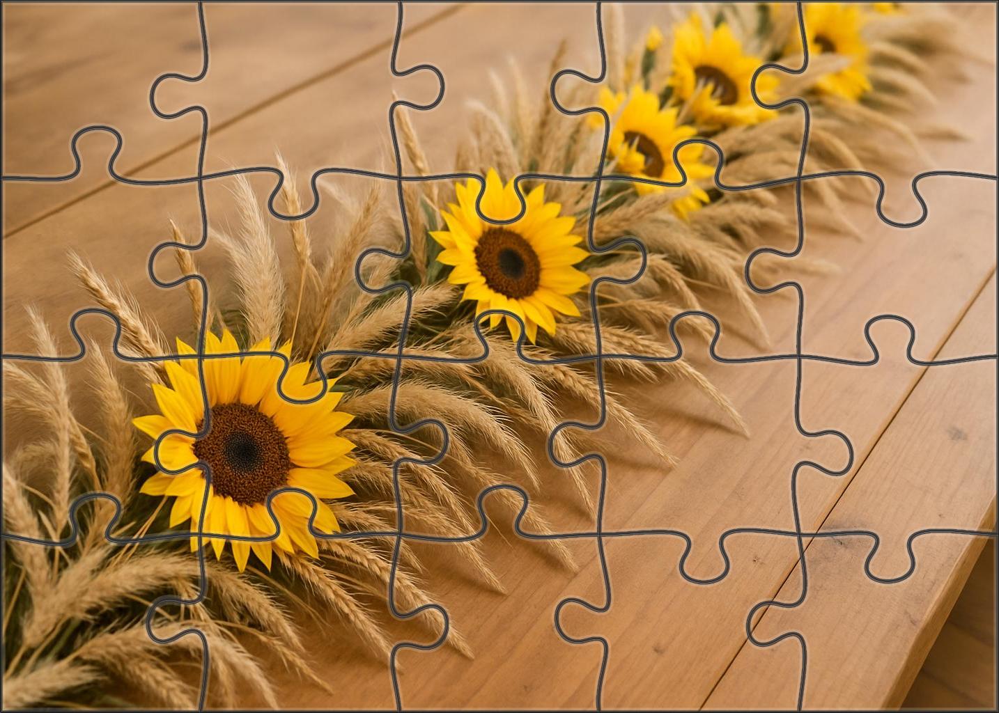 Golden Meadow Table Garland Sunflower-hued Blooms With Wheat And Wild Grass Accents Puzzle For Kids