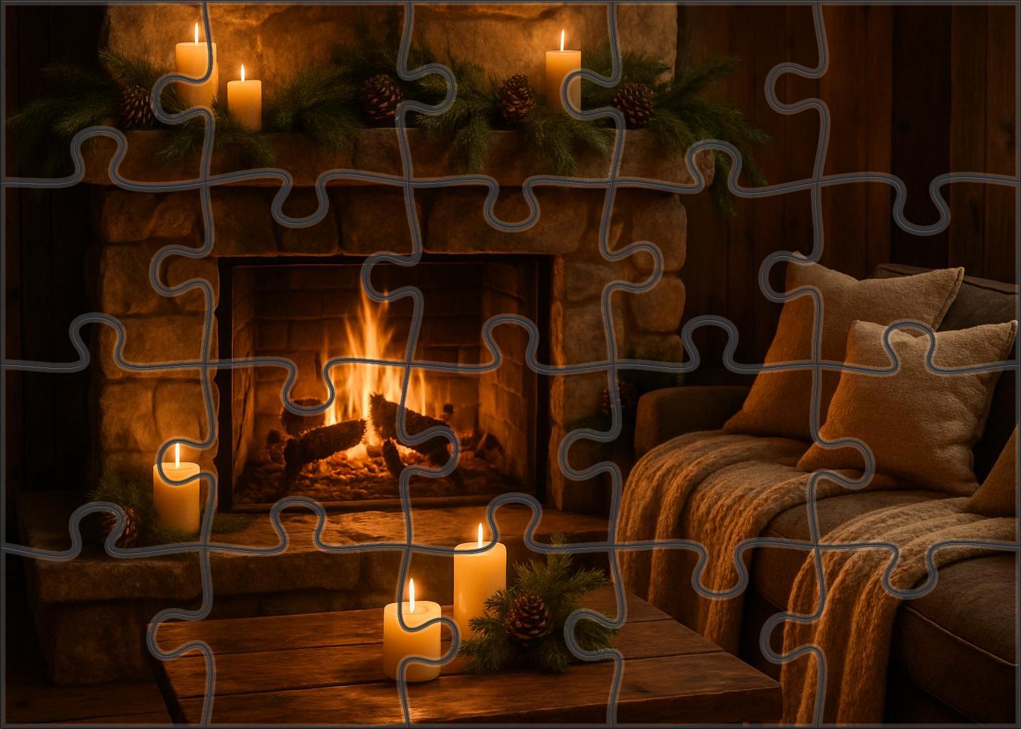 Twilight Evergreen Hearth Cozy Fireside And Pine Accents 20 Piece Puzzle