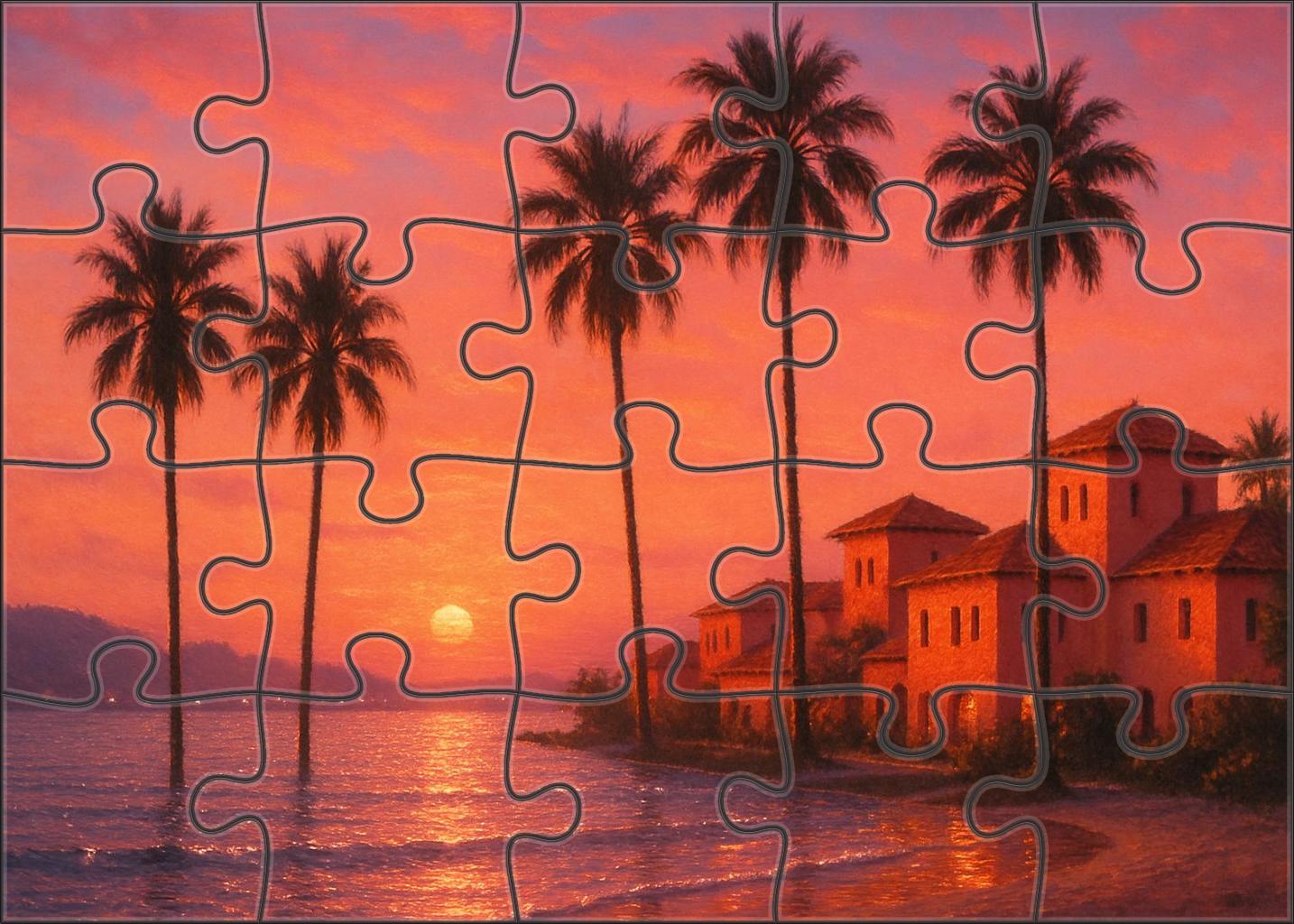 Miami Beach Skyline Pastel-toned Art Deco Meets Modern Palm-lined Waterfront Puzzle For Adults