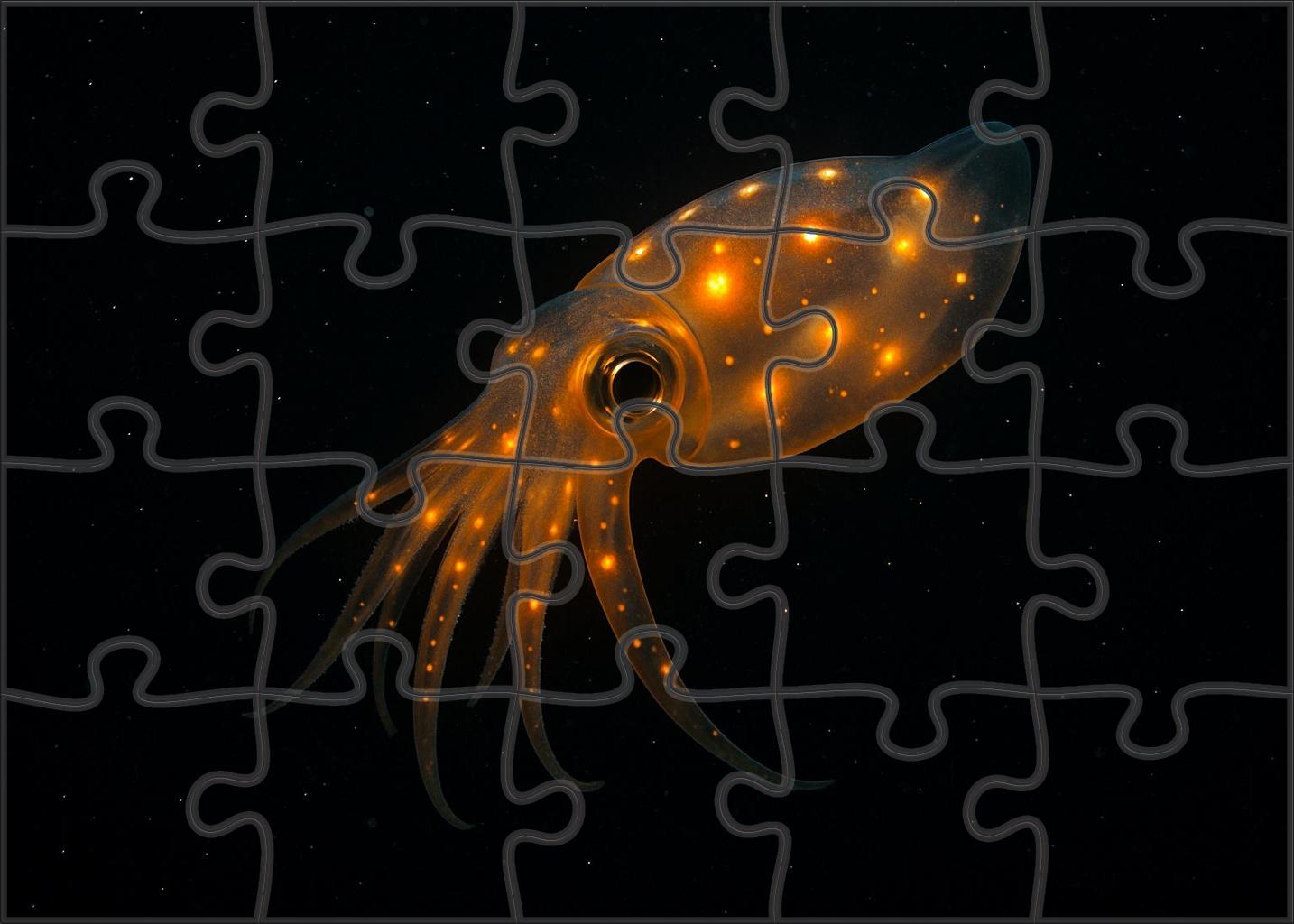 Amber Crystal Squid Deep-sea Luminary With Bioluminescent Spots Puzzle Collection