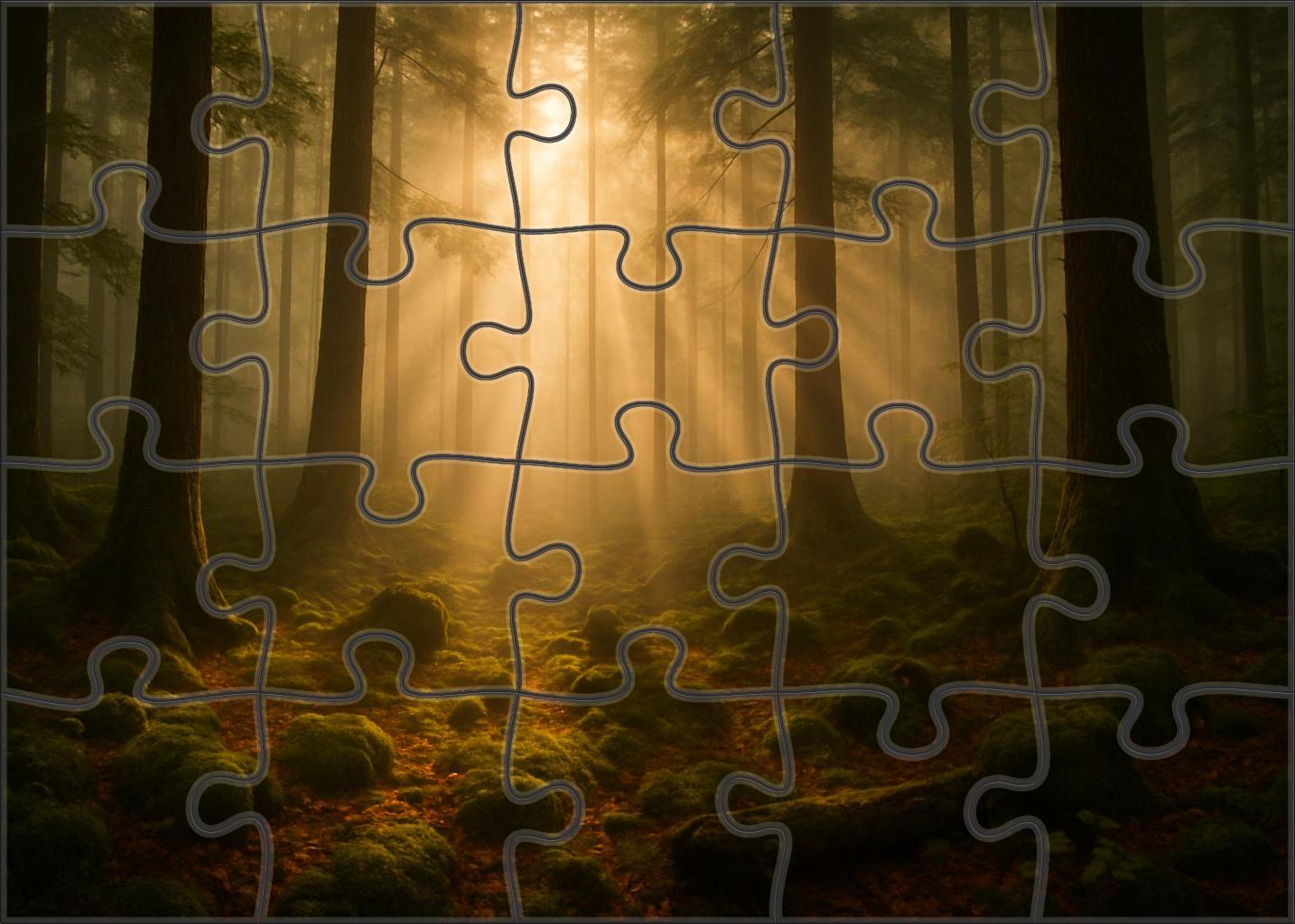 Sunlit Foggy Woodland Clearing 500 Piece Puzzle