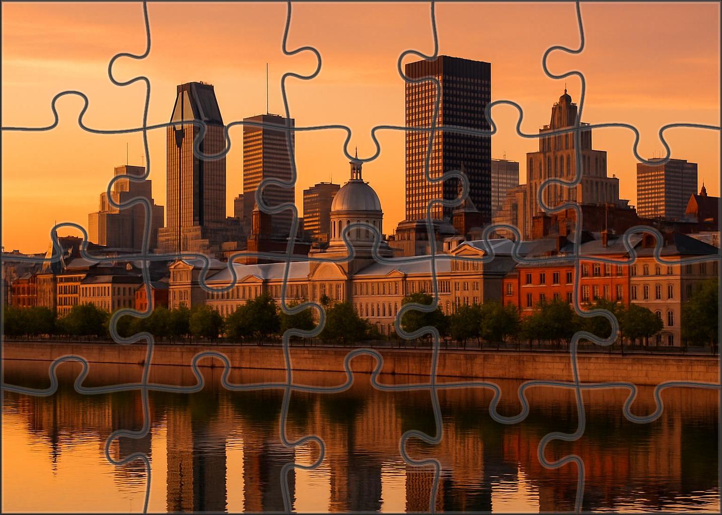 Montreal Old Port Skyline Blend Of Historic And Contemporary Silhouettes By The Saint Lawrence River Easy Puzzles