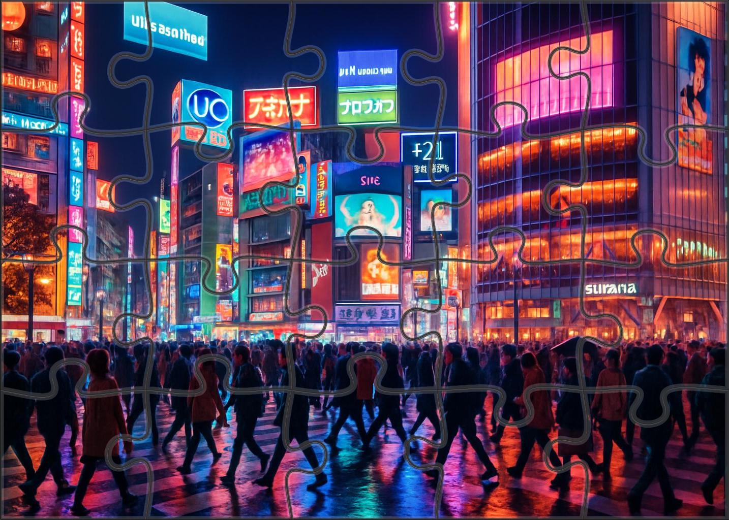 Neon-lit Shibuya Crossing Tokyo Japan Celebrated By 6547 Worldwide As A Symbol Of Urban Vibrancy Puzzle Fun