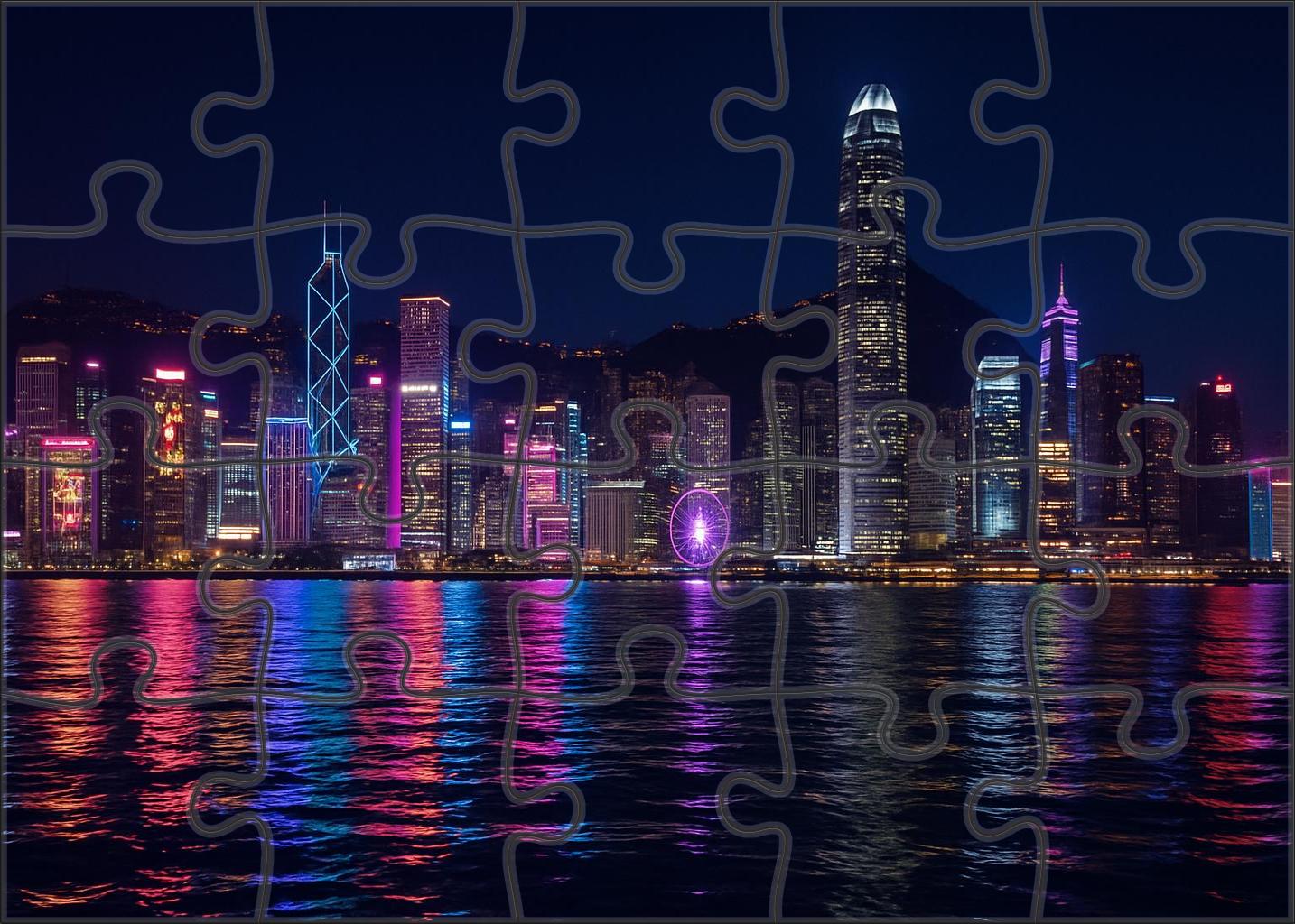 Hong Kong Victoria Harbour Skyline Worlds 7th Most Iconic Skyline Mini Puzzle