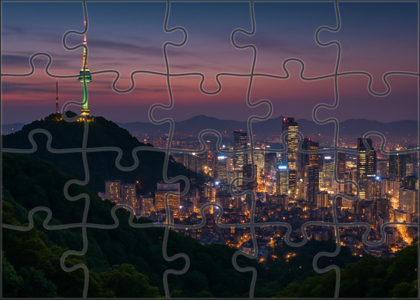 Seoul Namsan Skyline Dominated By N Seoul Tower And A Diverse Array Of Urban High-rises Blending History And Technology Puzzle For Kids