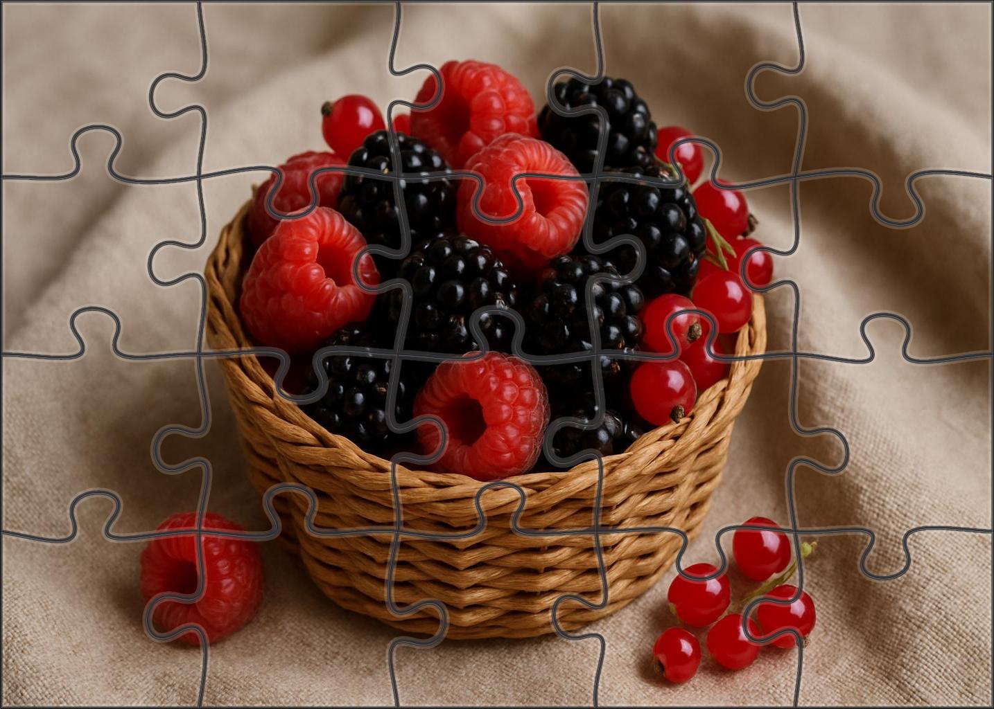 Rustic Berry Basket Fresh Raspberries Blackberries And Currants Mini Puzzle