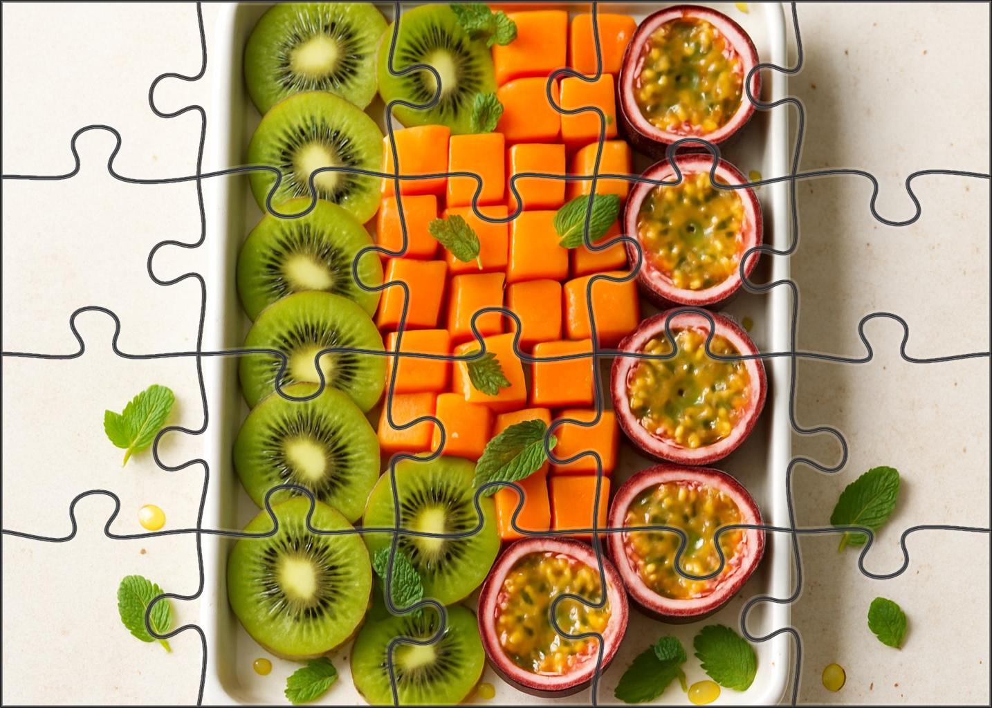 Tropical Jewel Box Kiwi Papaya And Passion Fruit Ensemble 500 Piece Puzzle