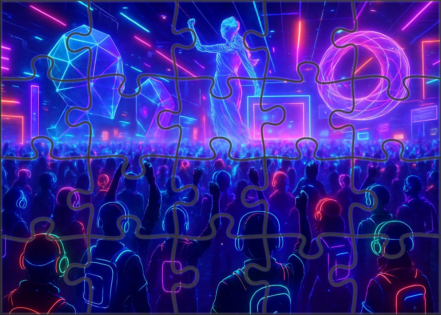 Virtual Reality Festival Vibes Immersive Digital Celebration Of Sound And Color Custom Jigsaw Puzzle