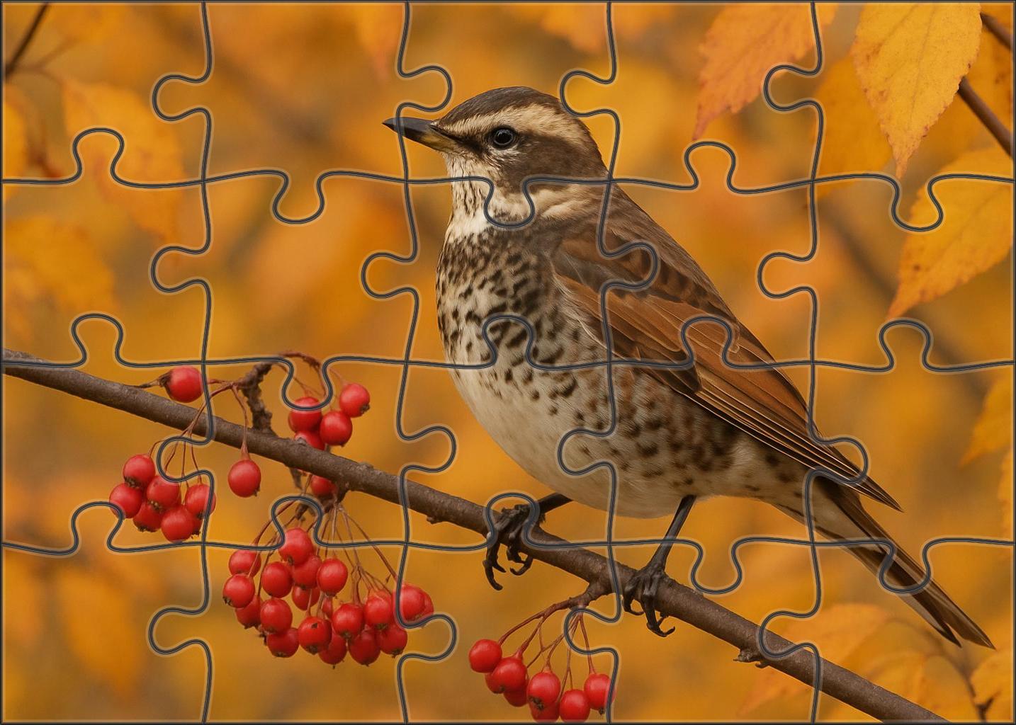 Dusky Thrush The Autumn Songster Premium Puzzle Pieces