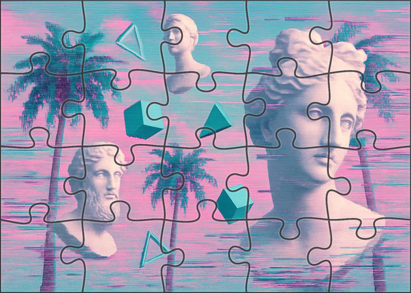 Vaporwave Dreamscape Pastel Nostalgia With Glitch Art Beats 20 Piece Puzzle