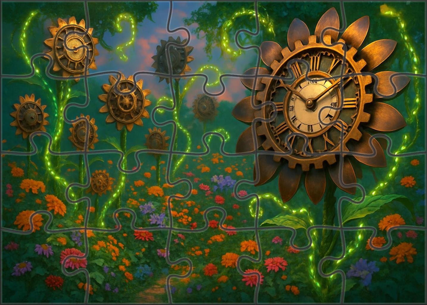 Clockwork Blossom Garden 500 Piece Puzzle