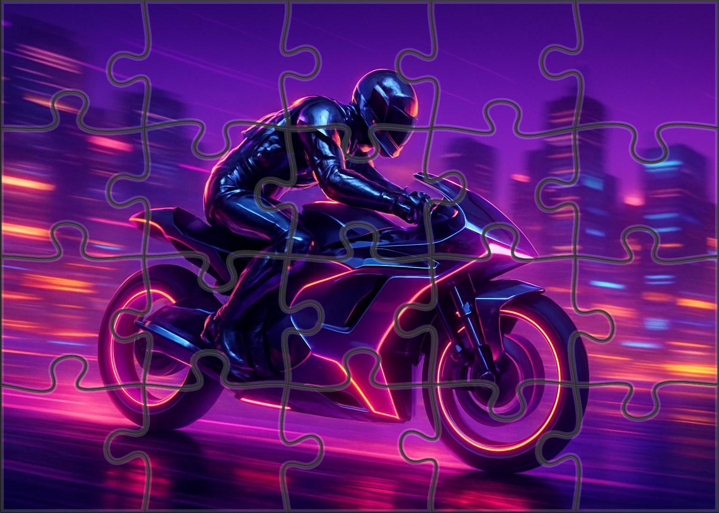 Retro-futurist Racing Saga Chrome Speed And Neon Rush 50 Piece Puzzle