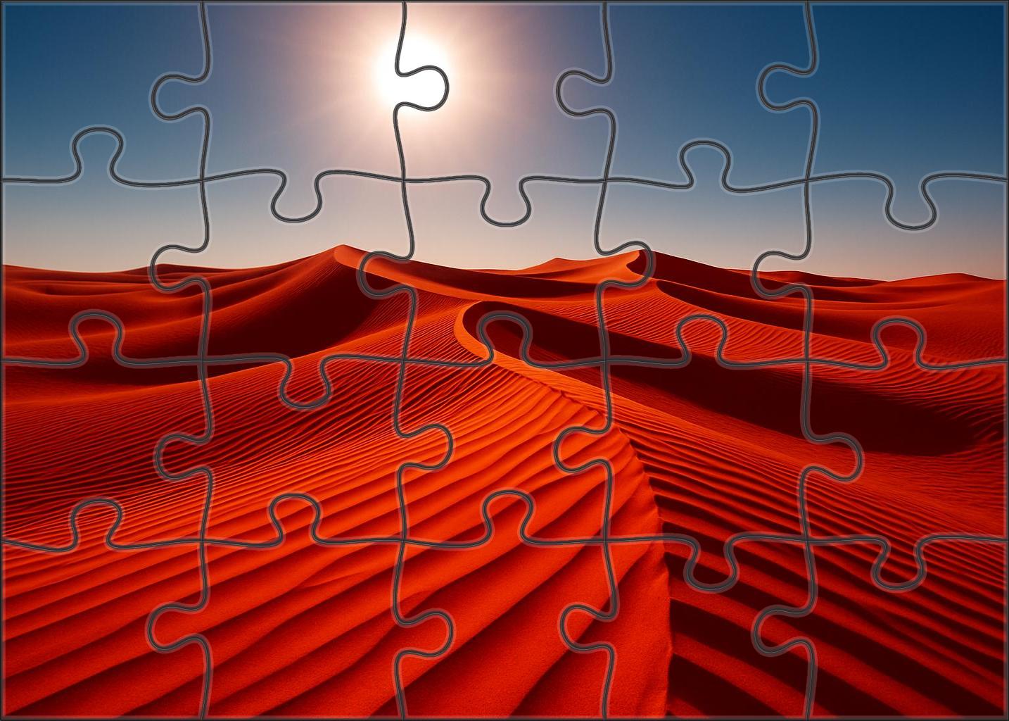 Crimson Wave Undulating Red Sand Ridges Under Midday Sun Large Format Puzzle