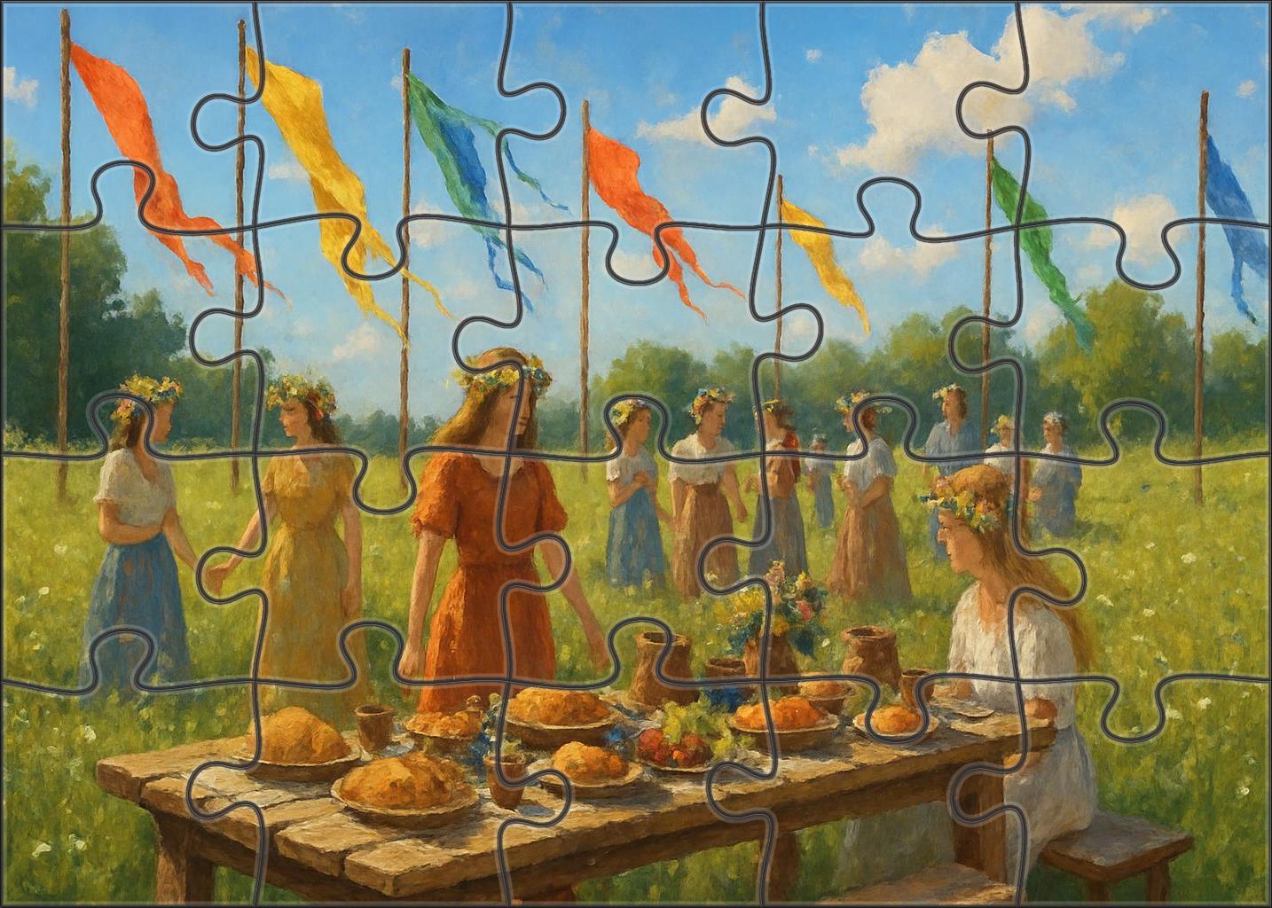 Sun-kissed Meadow Jubilee Bright Banners And Wildflower Crowns Puzzle Fun