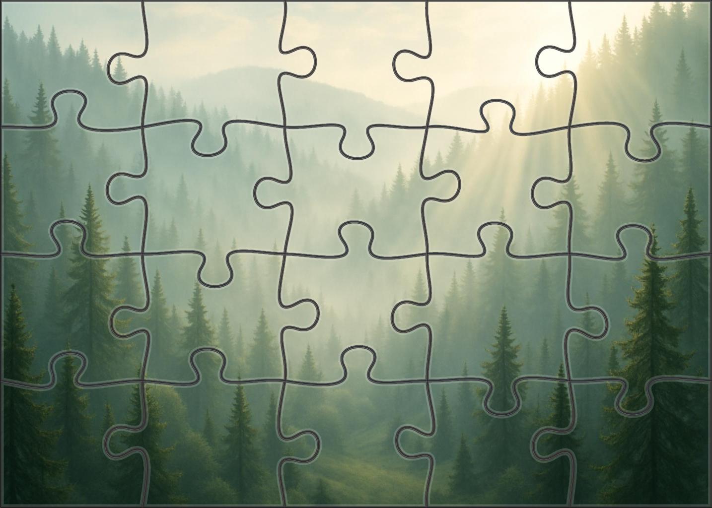 Verdant Hillocks With Misty Veil Large Format Puzzle