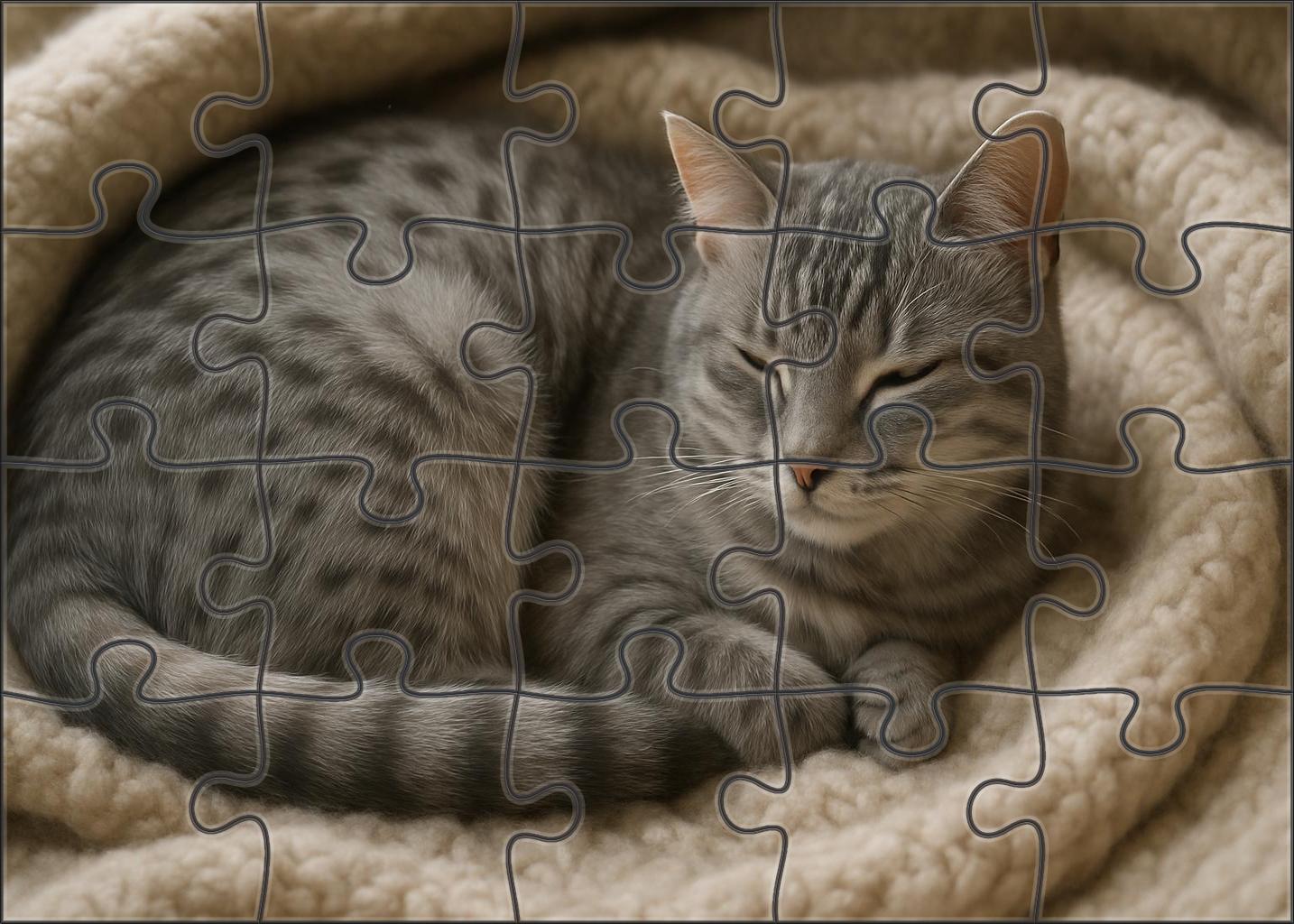 Shadow Mottle Mysterious Grey Spotted Mediumhair With Soft Temperament Premium Puzzle Pieces