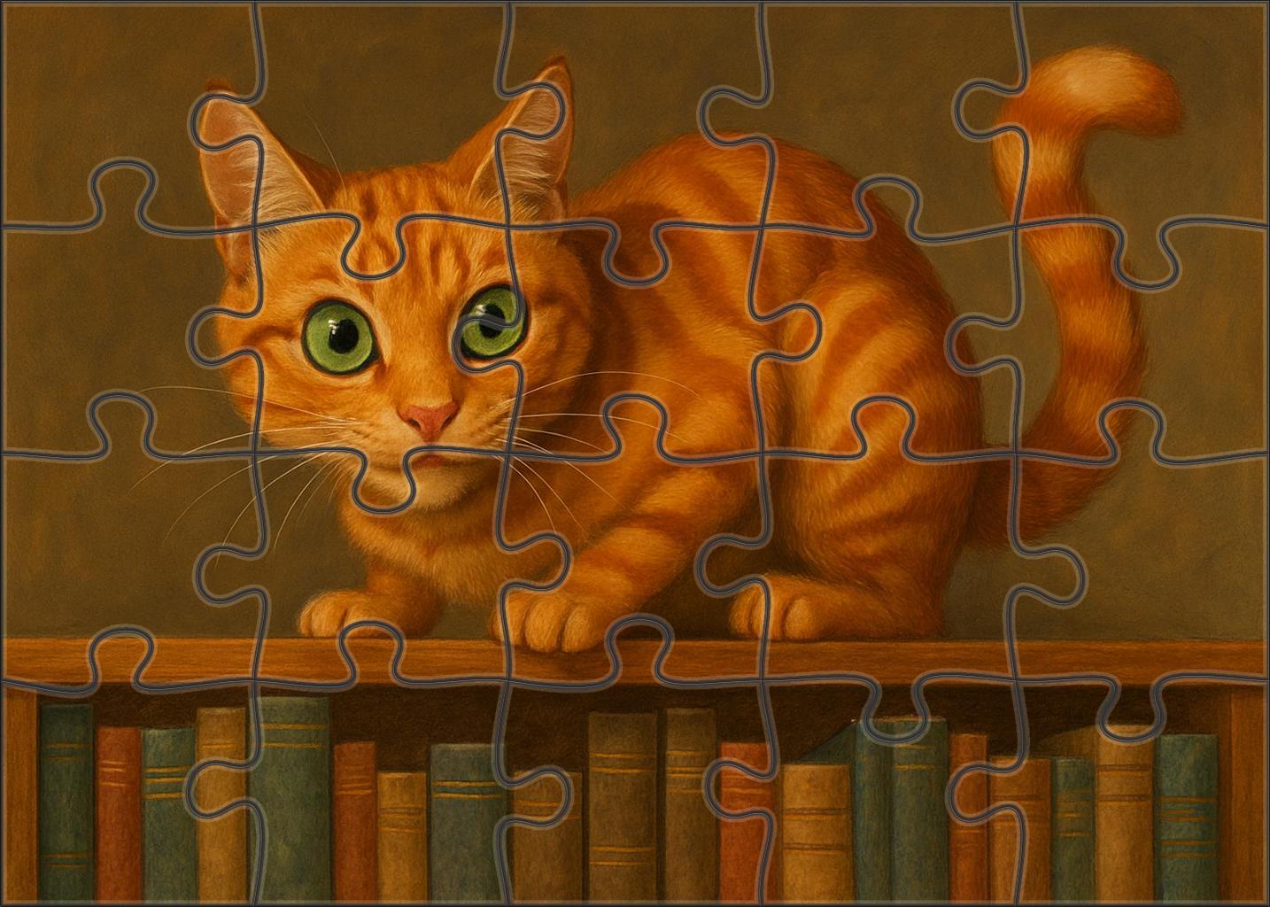 Coral Flame Vibrant Orange Tabby With Spirited Energy Family Puzzles