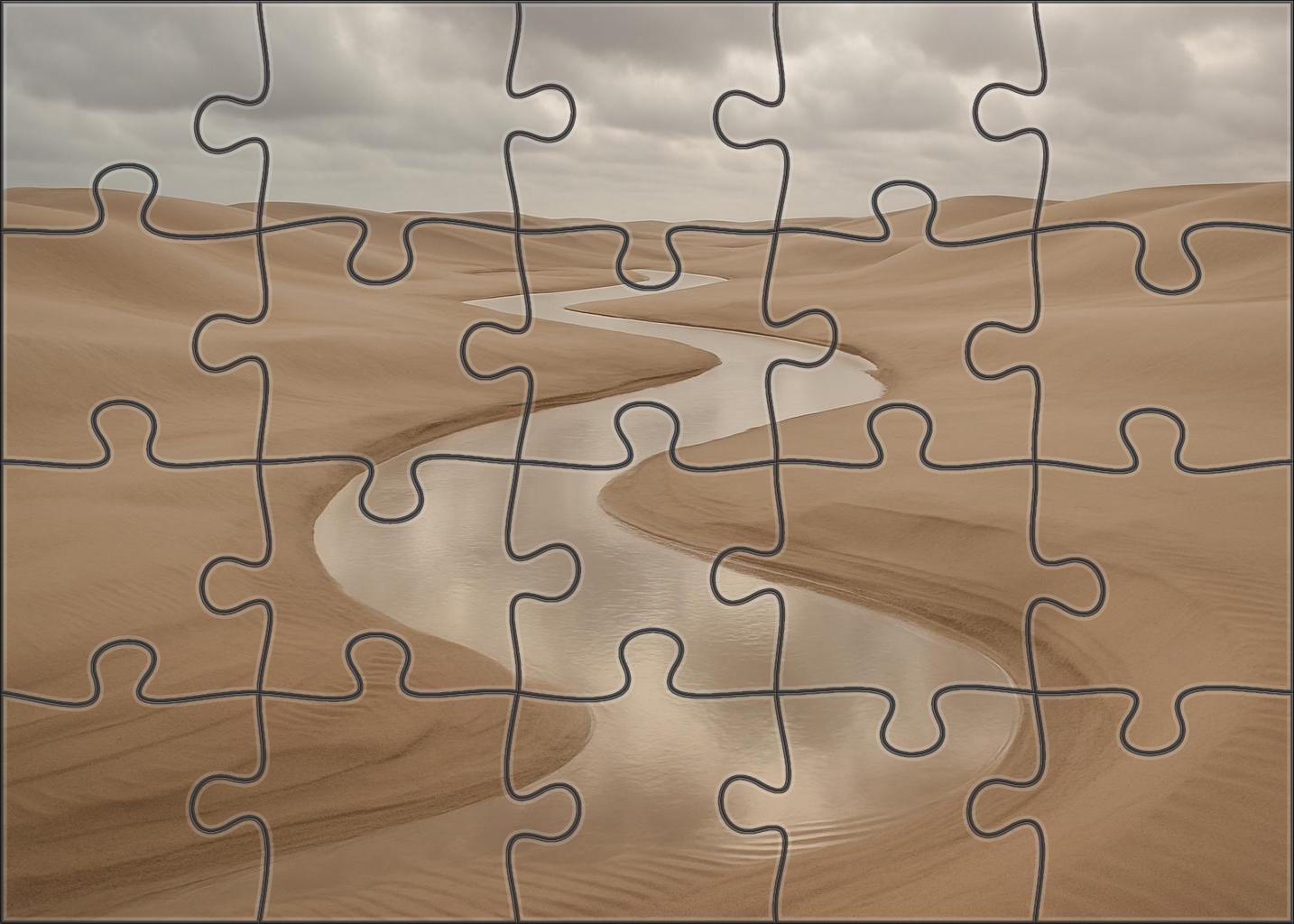 Ephemeral Silver Wash Seasonal Stream Carving Through Fine Sands Premium Puzzle Pieces