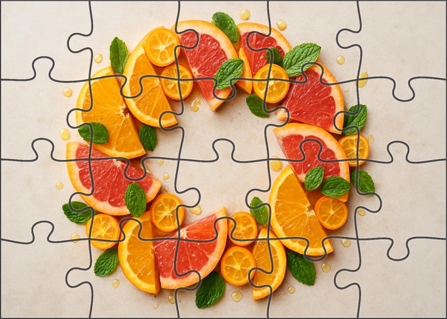 Sunshine Citrus Ring Orange Grapefruit And Kumquat Arrangement 100 Piece Puzzle