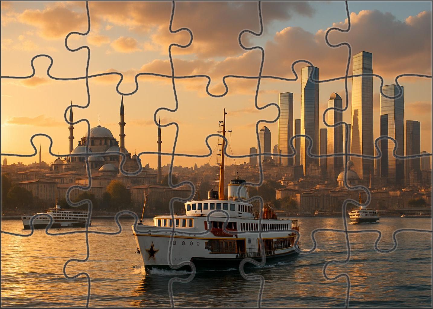 Istanbul Bosphorus Skyline A Fusion Of Ancient Domes And Modern Skyscrapers Bridging Two Continents Puzzle For Kids