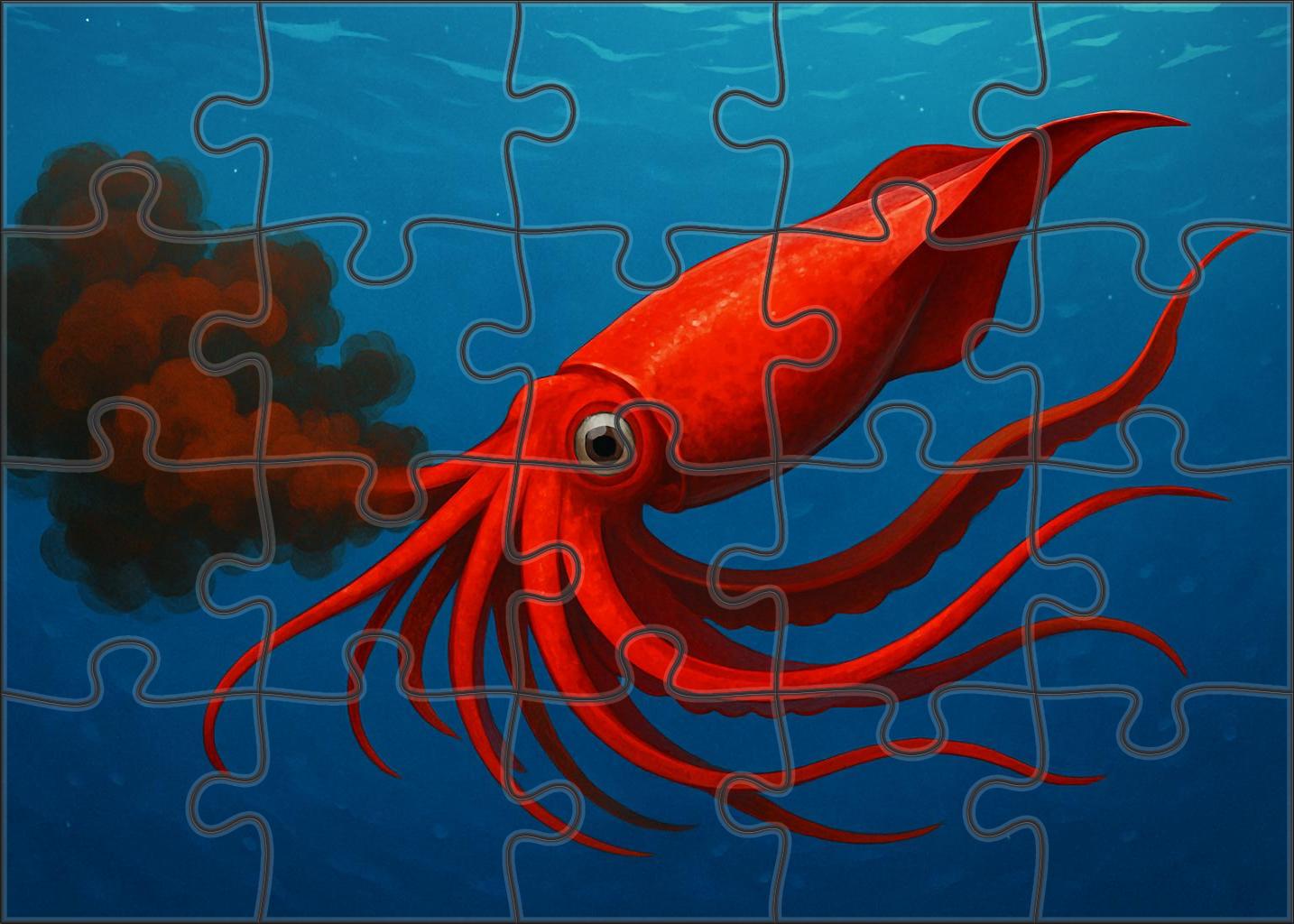 Crimson Wave Squid Agile Cephalopod With Waving Red Fins And Ink Veil 200 Piece Puzzle