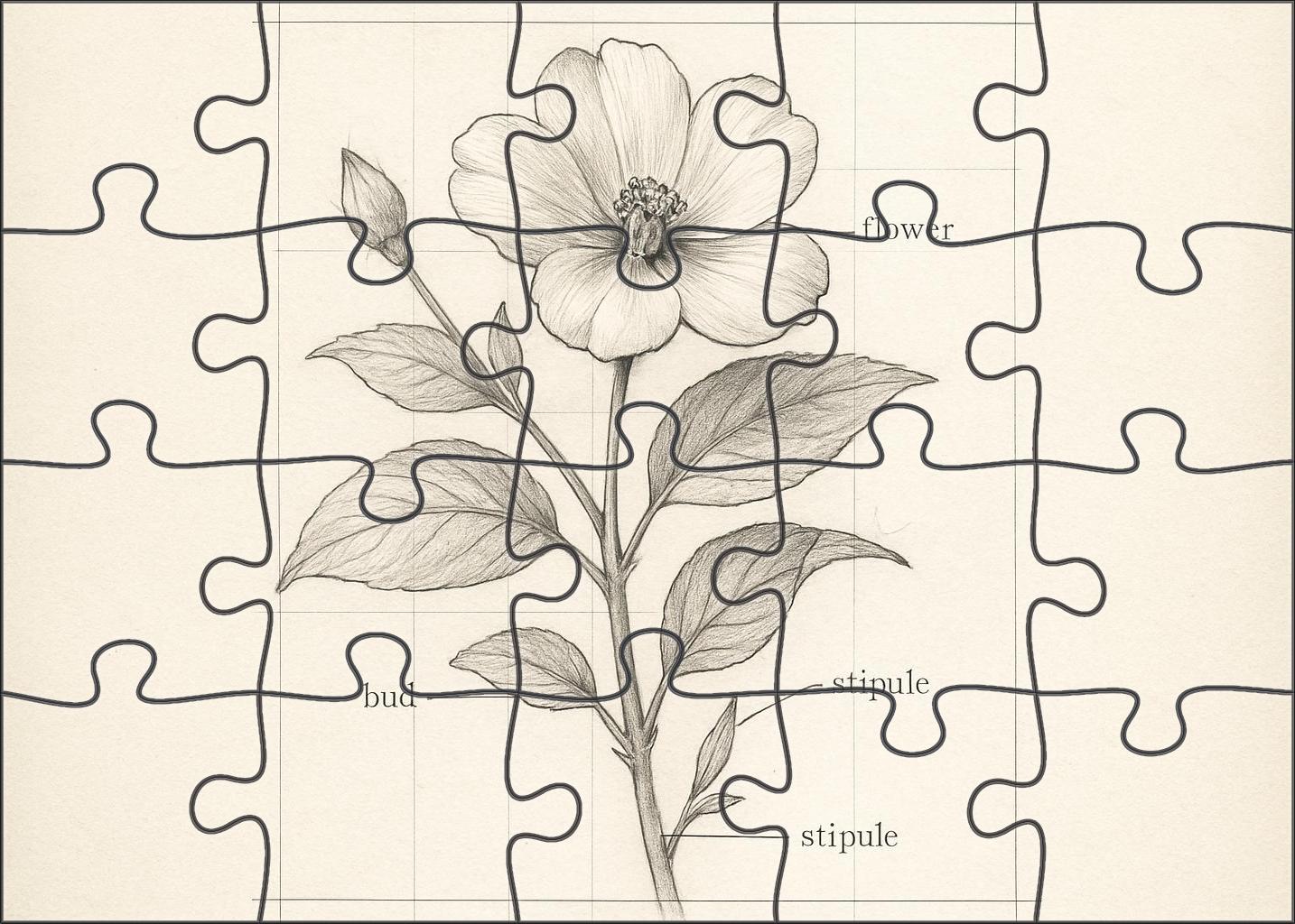 Technical Flora Diagram Precise Pencil And Ruler Lines Custom Jigsaw Puzzle