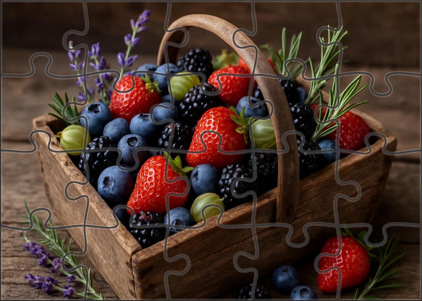 Farmers Basket Brilliance Mixed Berries With Herbal Garnish 20 Piece Puzzle