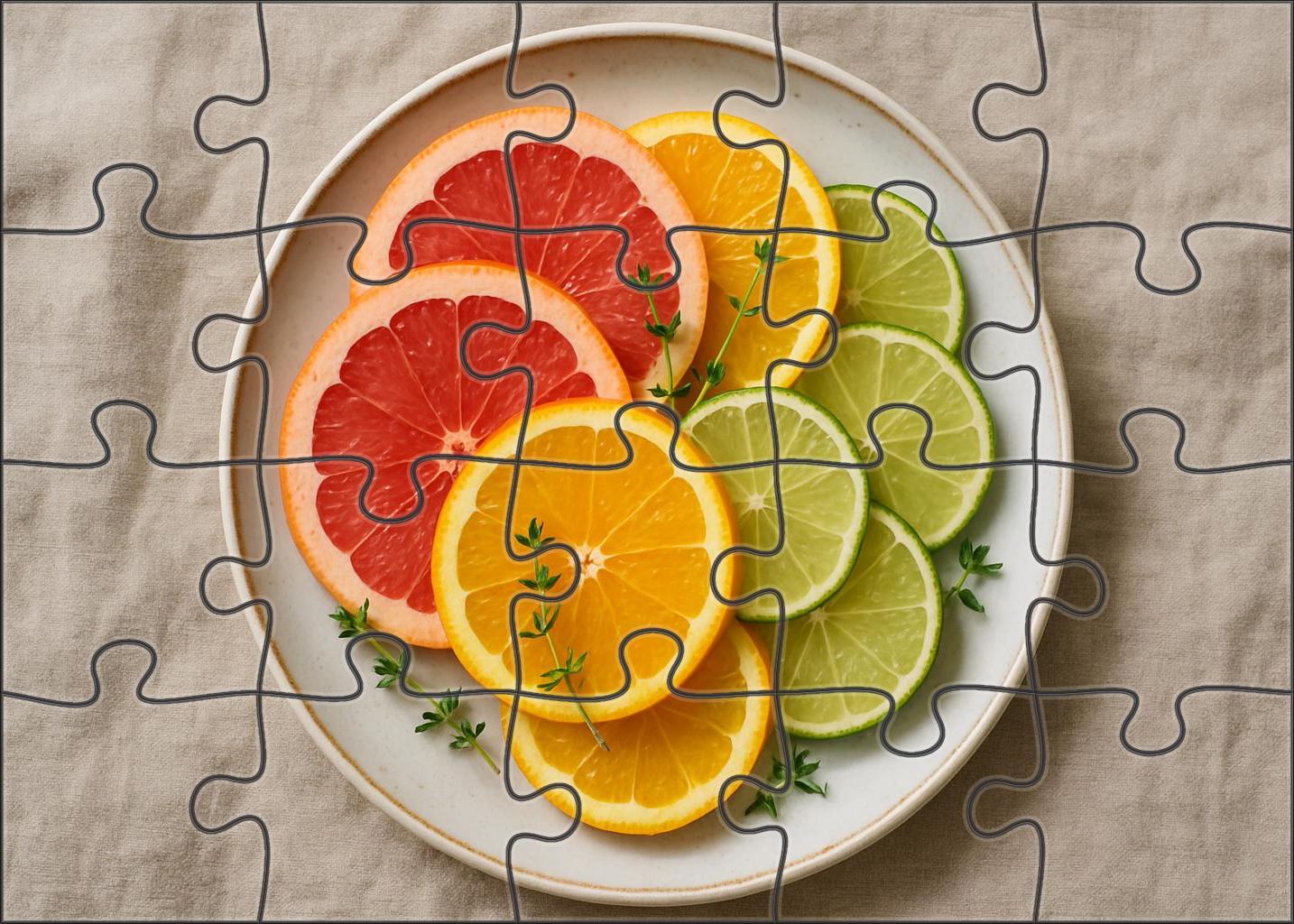 Sun-kissed Citrus Fan Overlapping Grapefruit Orange And Lime Slices With Fresh Thyme Sprigs 1000 Piece Puzzle