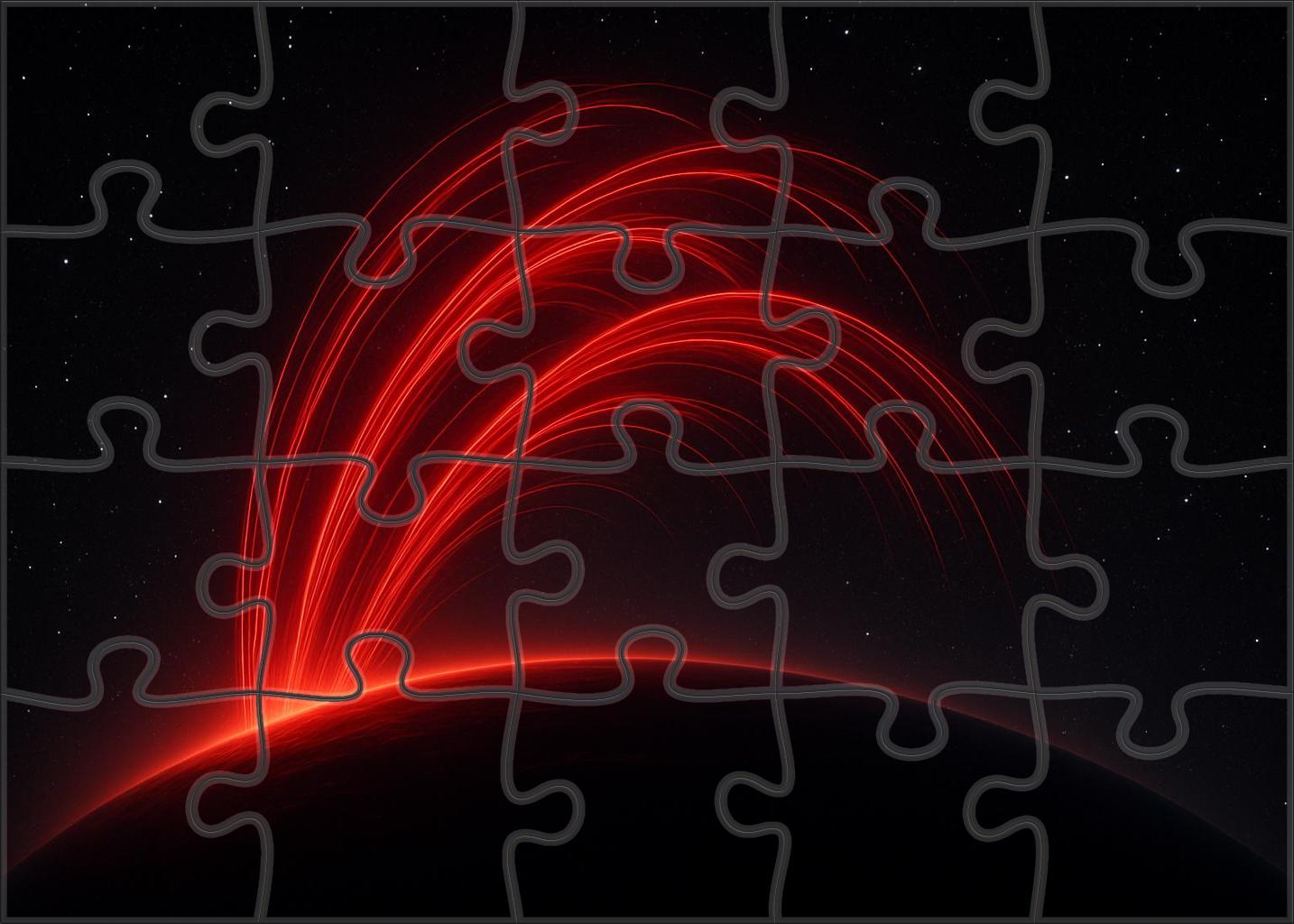 Crimson Plasma Arc Stream Unique Puzzle Design