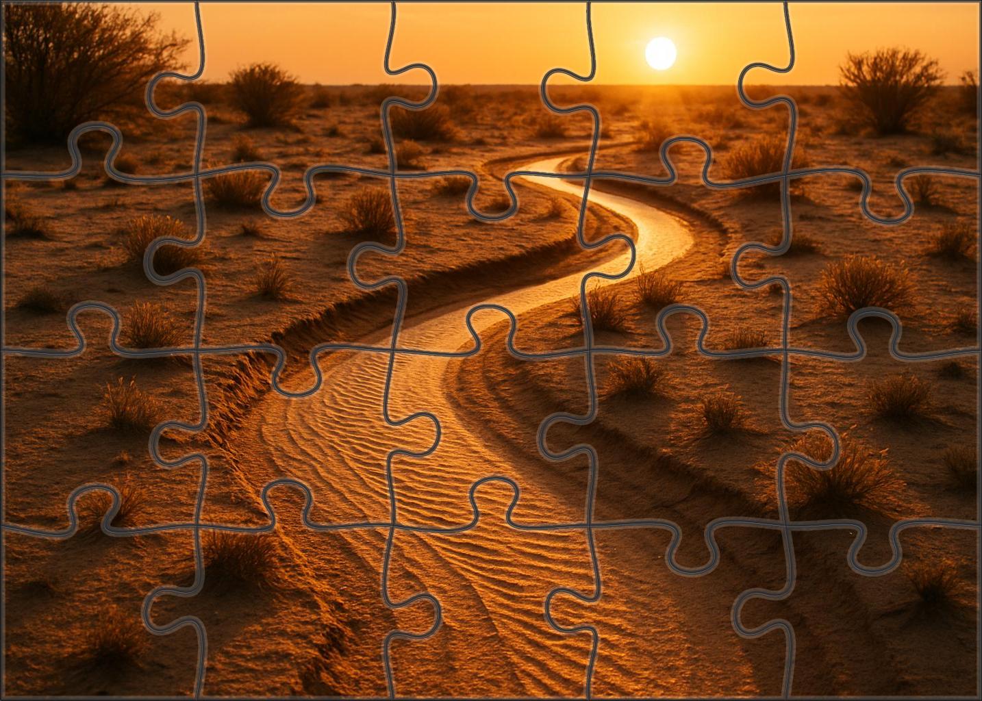 Whispering Sands Wash Ephemeral Streambed Carving Golden Trails 500 Piece Puzzle