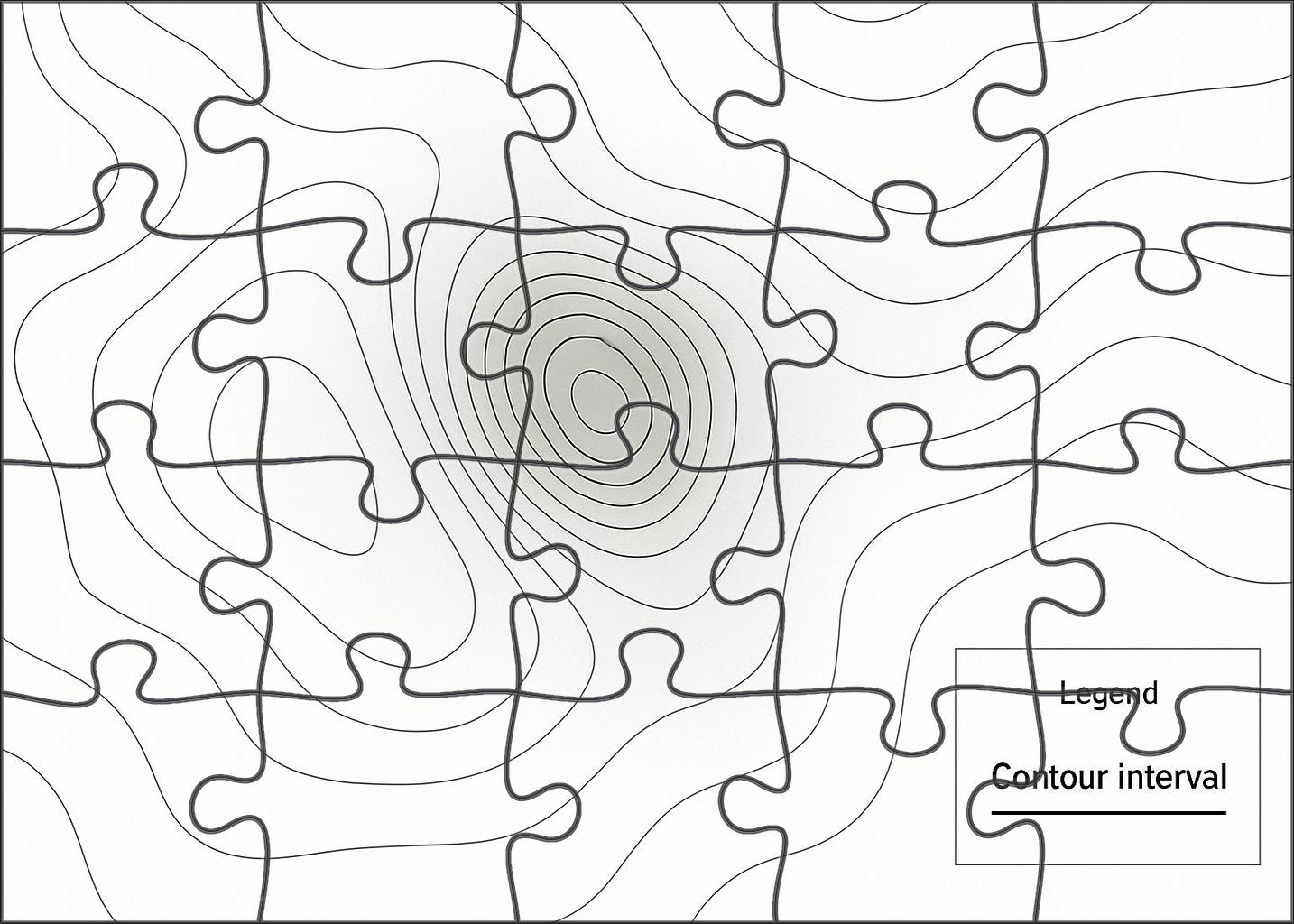 Minimalist Isoseismal Contours 20 Piece Puzzle