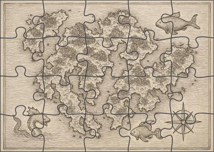 Fanciful Nautical Map Detailed Pen Illustration Of Imaginary Archipelago 20 Piece Puzzle