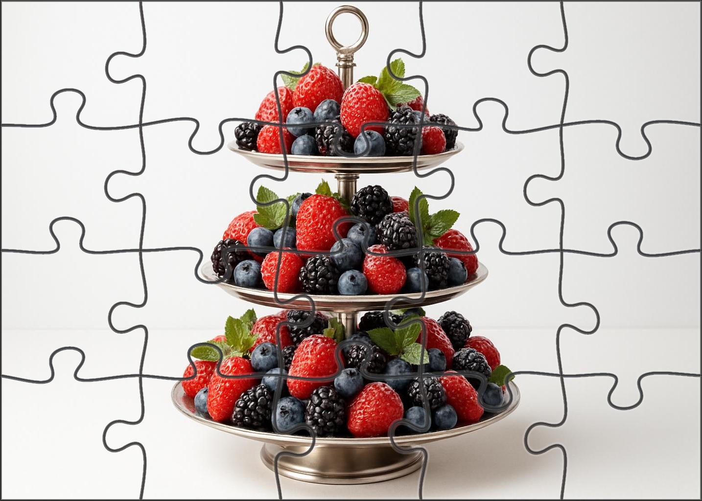 Berry Cascade Towering Arrangement Of Strawberries Blueberries And Blackberries 20 Piece Puzzle
