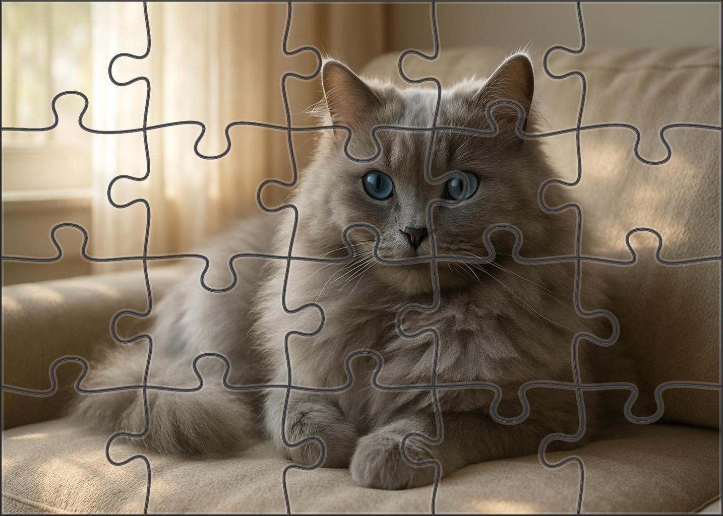 Pearl Mist Gentle Blue-gray Longhair With Soft Gaze 20 Piece Puzzle