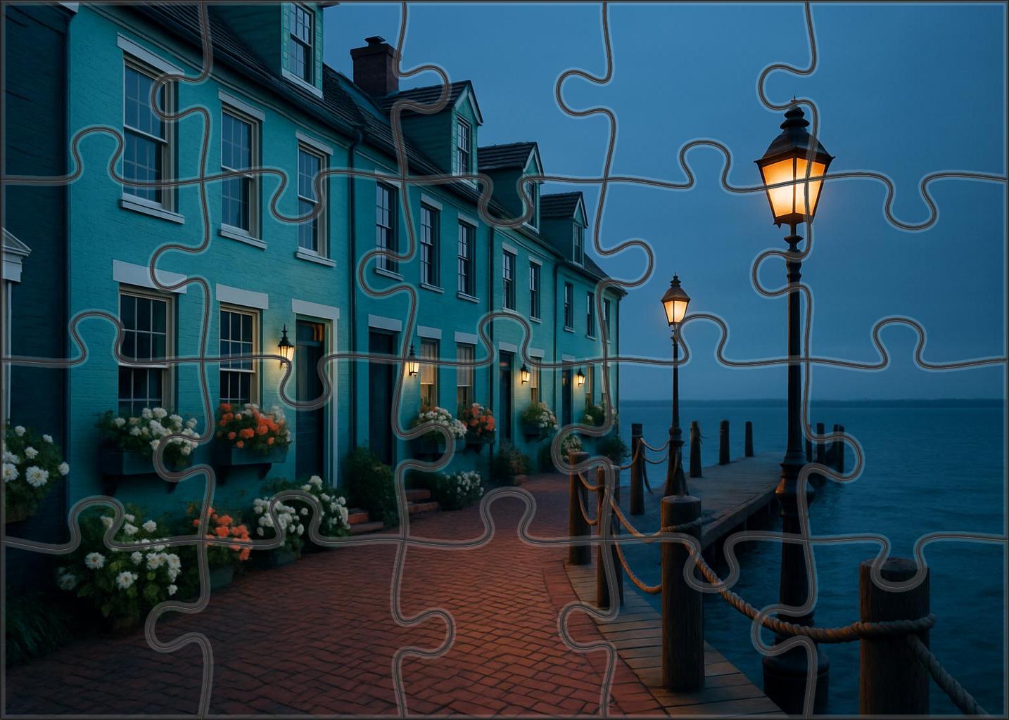 Turquoise Dockside Row Puzzle Fun