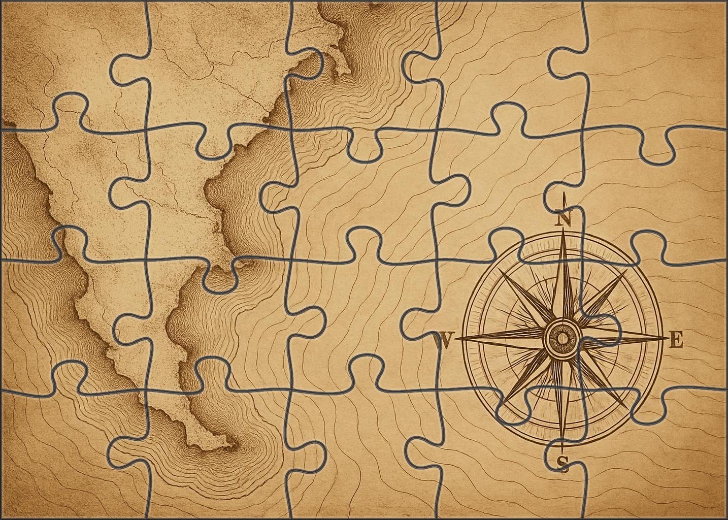 Vintage Nautical Navigation Sketch Premium Puzzle Pieces