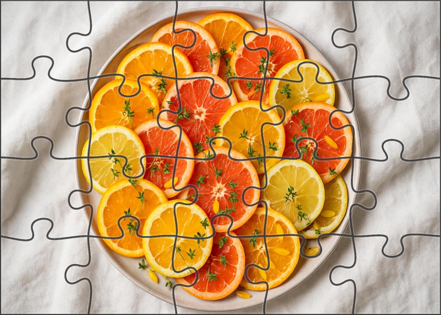 Citrus Sunrise Layered Slices Of Oranges Grapefruits And Kumquats Premium Puzzle Pieces