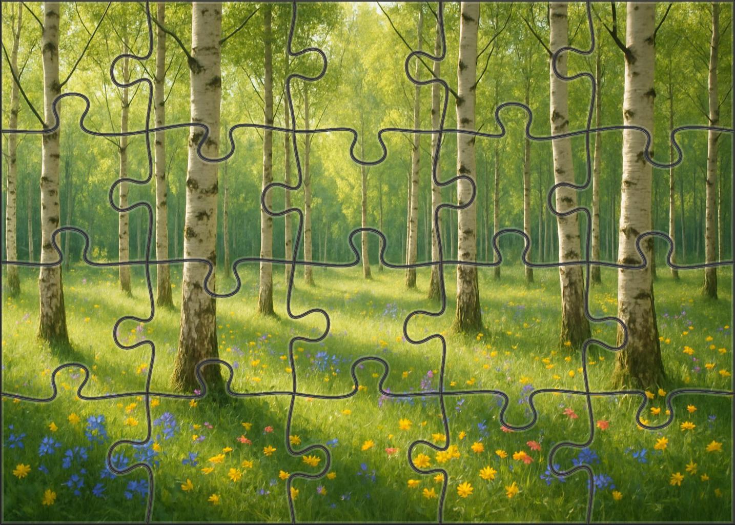 Sun-dappled Birch Stand Unique Puzzle Design
