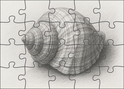 Intricate Shell Anatomy Detailed Graphite Scientific Study Puzzle Challenge