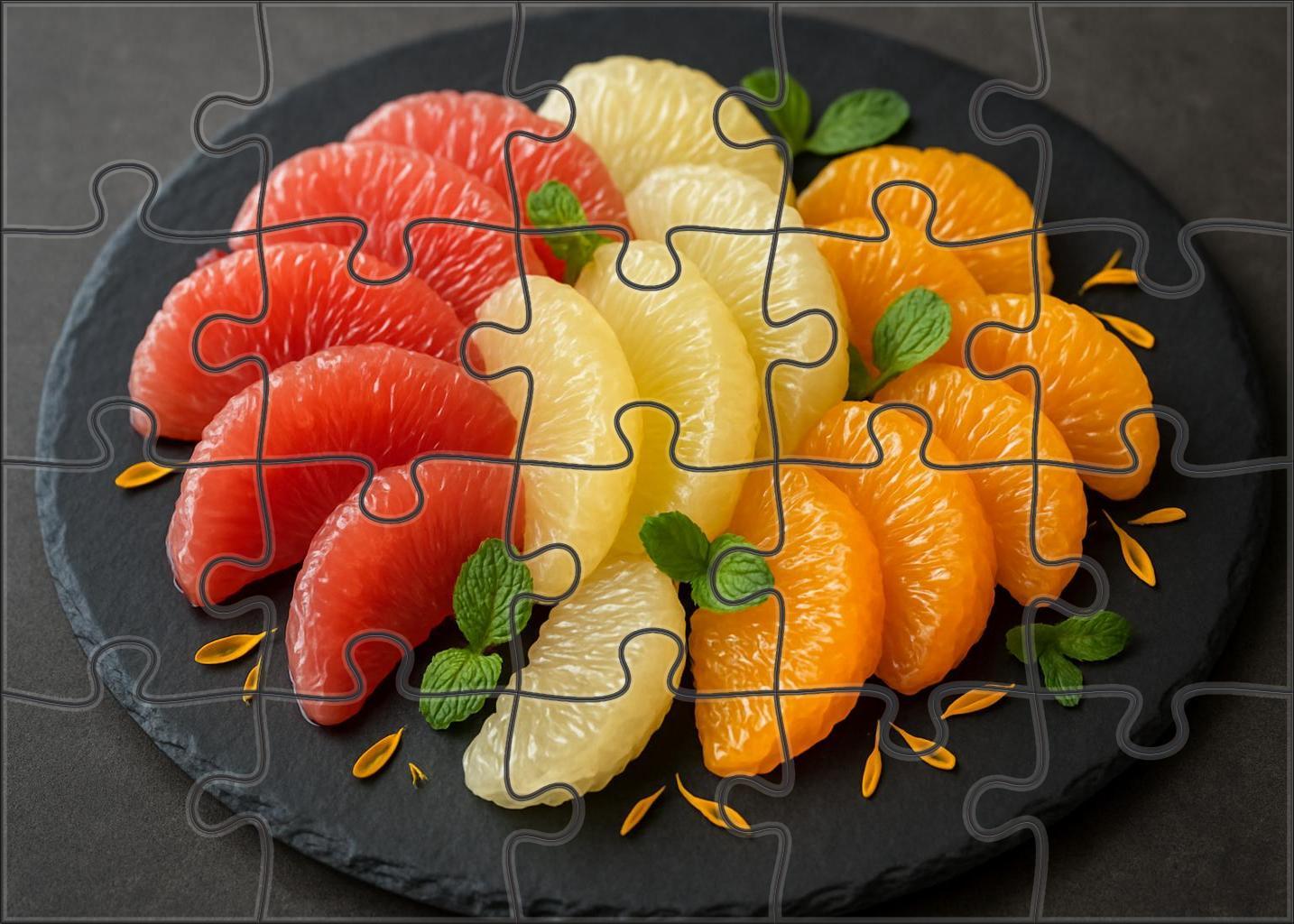 Exotic Citrus Fan Grapefruit Pomelo And Tangerine Segments Large Format Puzzle
